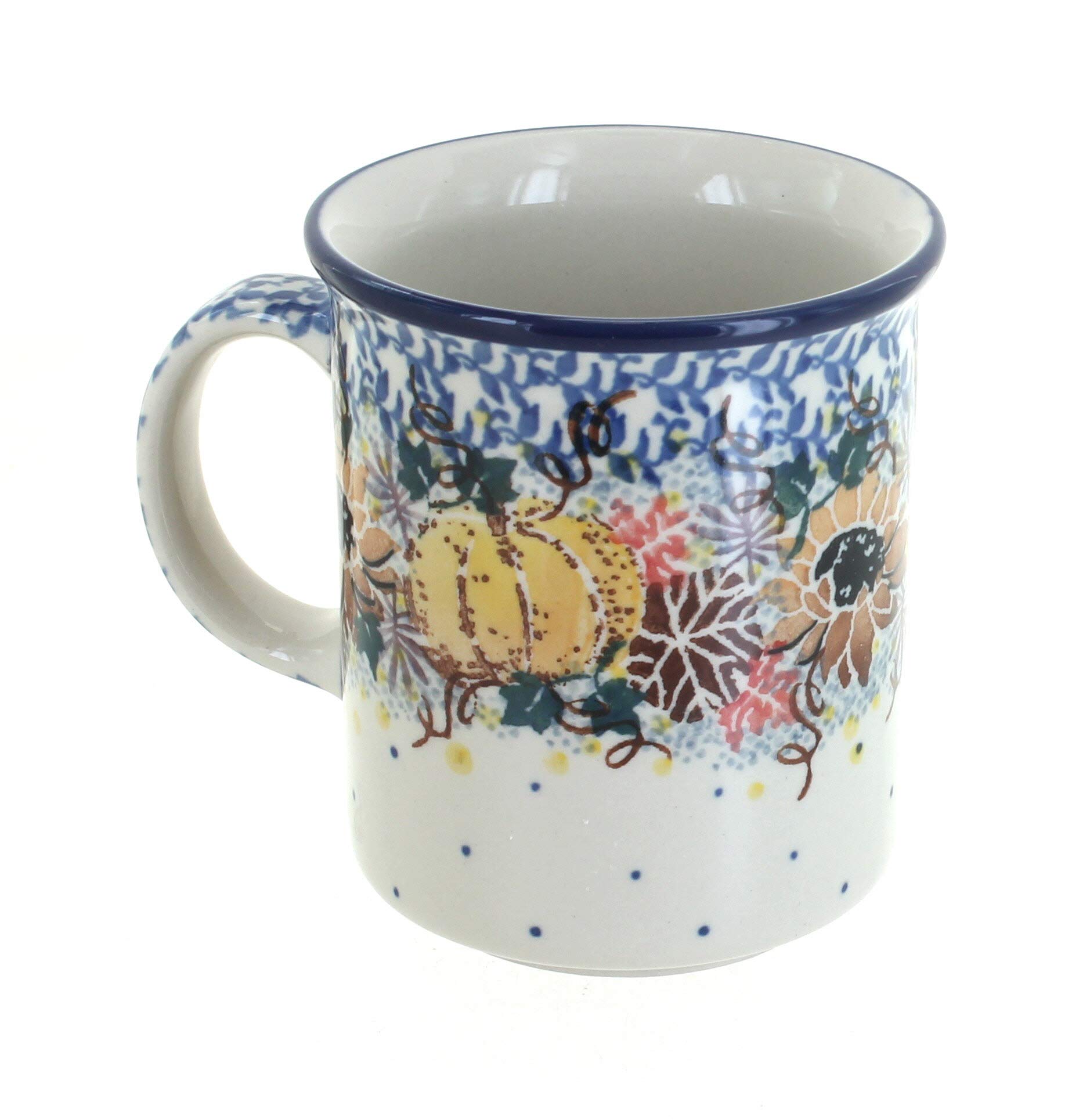 Blue Rose Polish Pottery Harvest Bounty Small Coffee Mug - Handmade Ceramic Tea Cup for Home, Office & Gifts - Perfect for Morning Coffee, Afternoon Tea or Decor