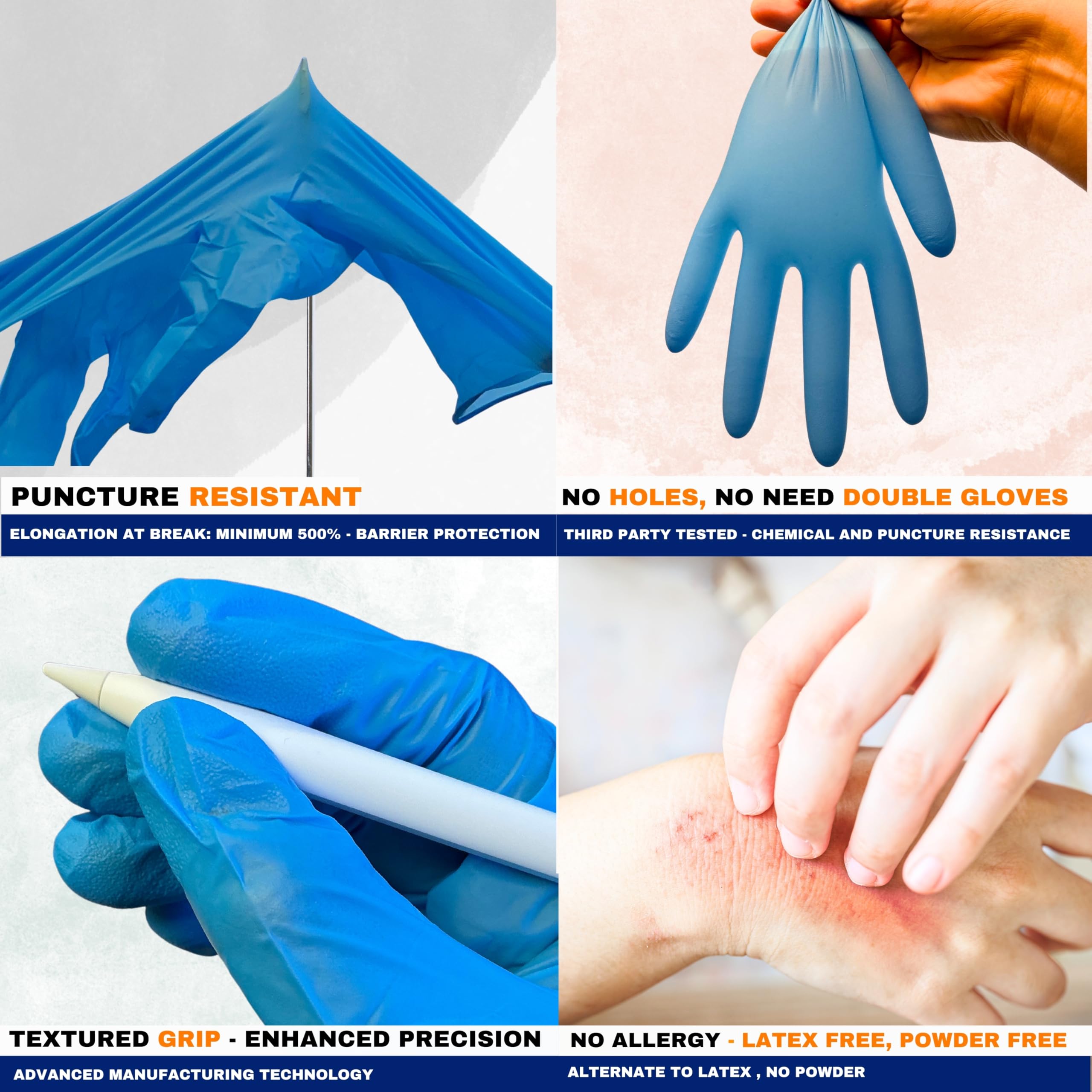 **100-1000 Pcs Nitrile Exam Gloves 9.5-12