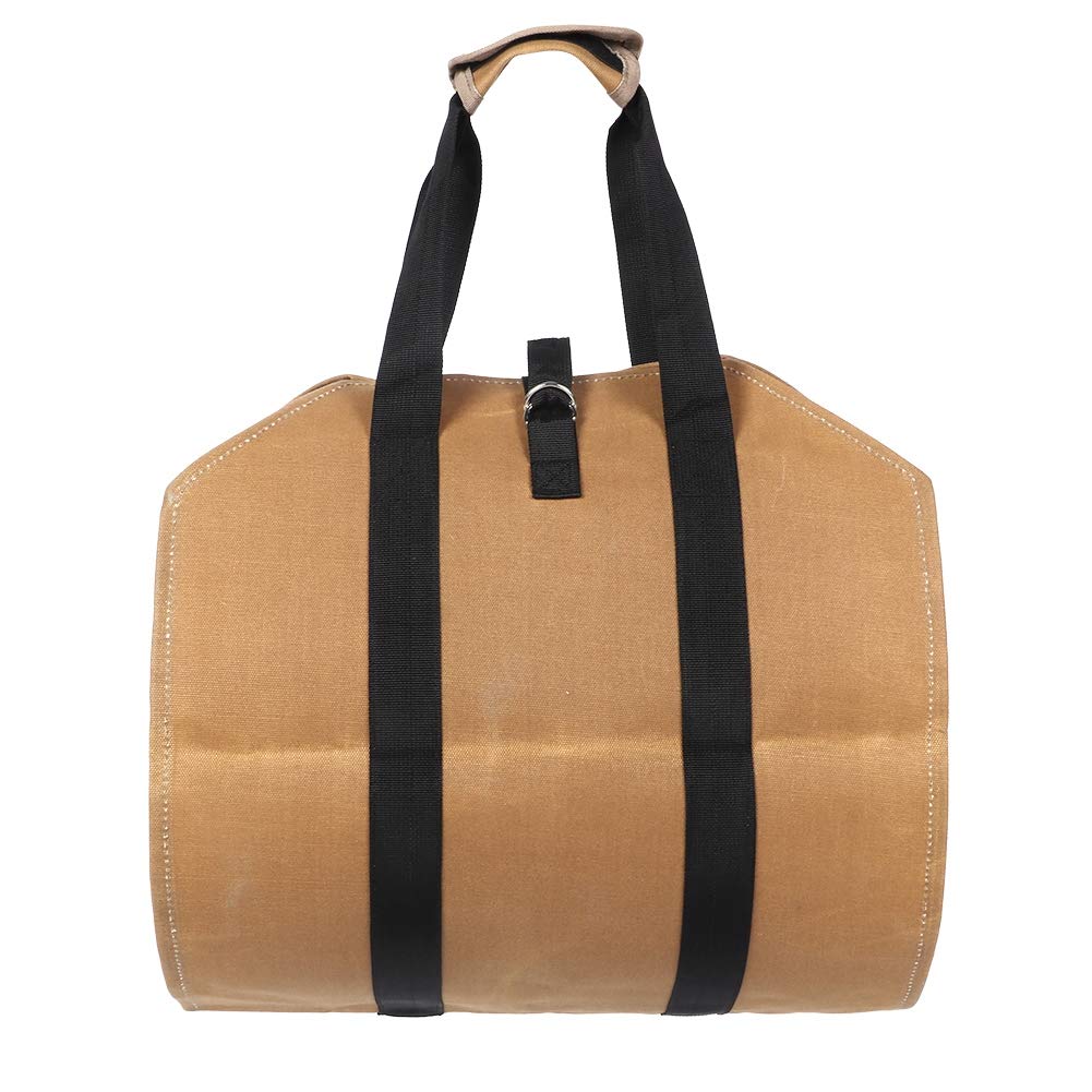 Premium Waxed Canvas Firewood Carrier - Large Portable Log Holder Tote Bag for Fireplace, Camping & Outdoor (38.6