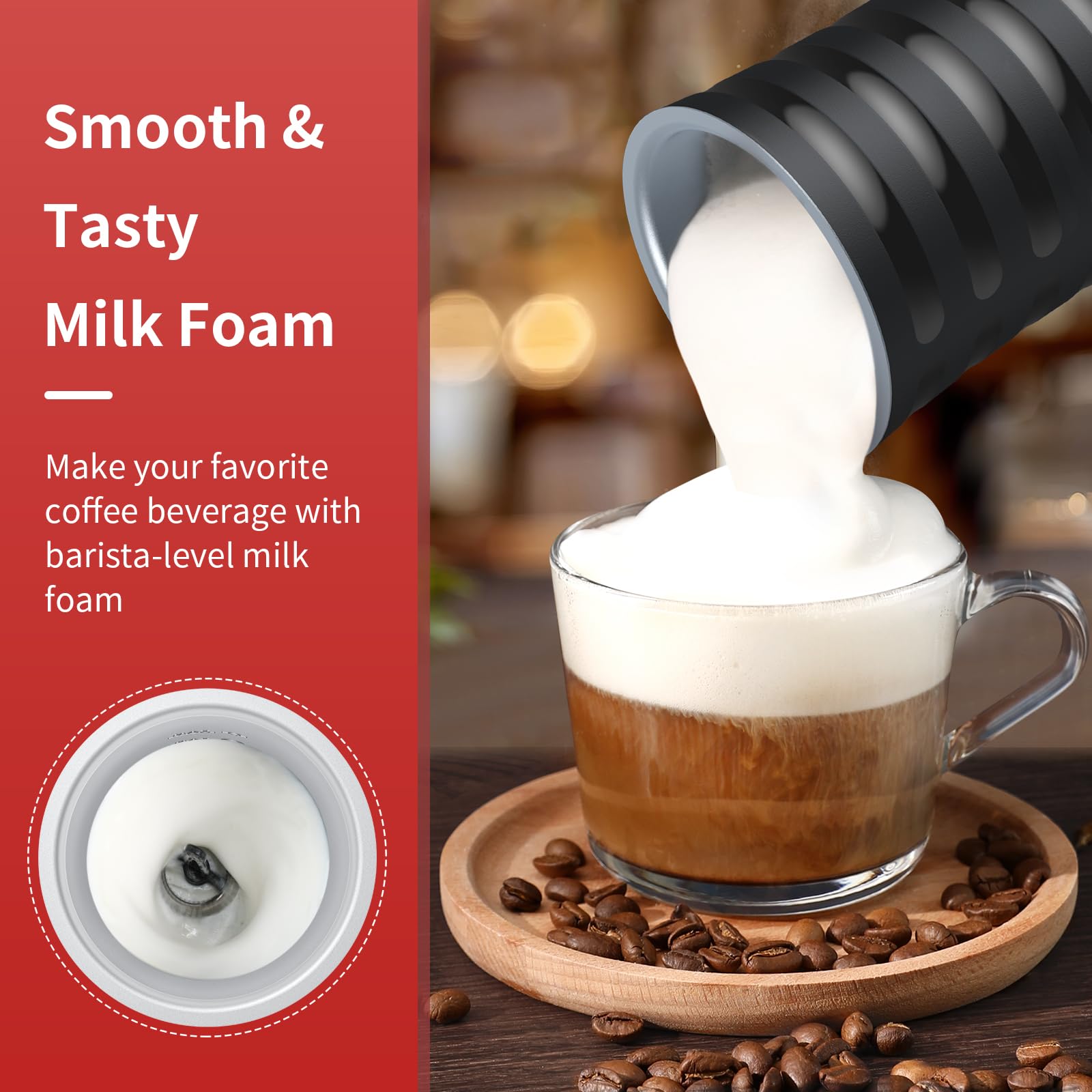 Paris Rhône 4-in-1 Electric Milk Frother & Steamer - Hot & Cold Foam Maker with Temperature Control & Auto Shut-Off - Perfect for Coffee, Latte, Cappuccino, Macchiato - Ideal for Home Baristas & Coffee Lovers