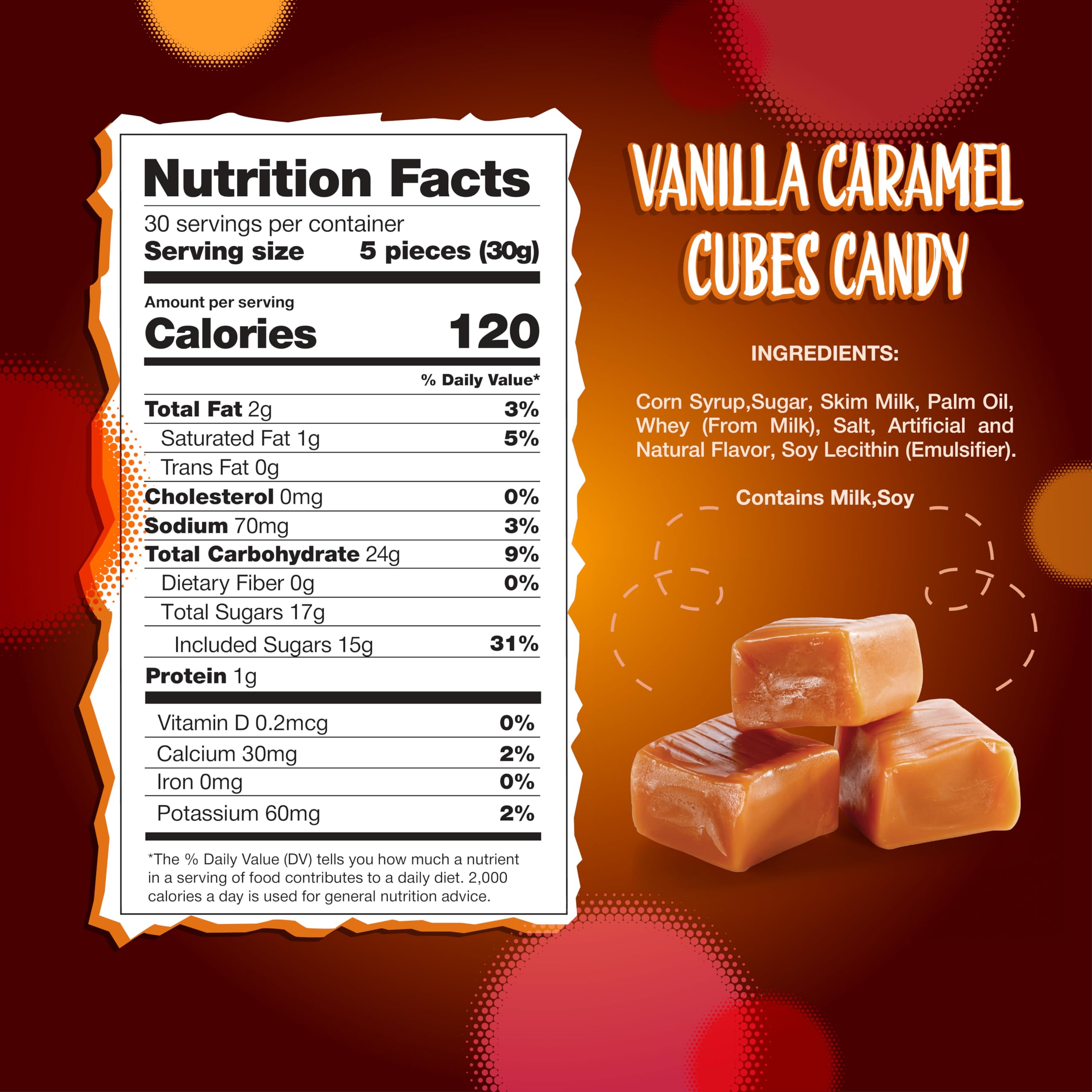 Delicious Caramel Cubes Candy - 2-Pound Bulk Bag of Individually Wrapped Soft Chews | Perfect for Halloween Treats, Party Favors, Office Snacks & Gift Baskets