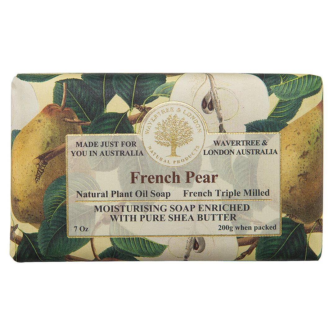 French Pear Luxury Bar Soap - Natural Handmade Soap with Shea Butter & Essential Oils for Dry Skin - Perfect for Spa, Bath & Gift Giving
