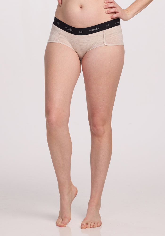 Lila Boy Shorts for Women - Soft Cream Heather Cotton Underwear | Comfortable Sleepwear & Lounge Wear for Everyday Use
