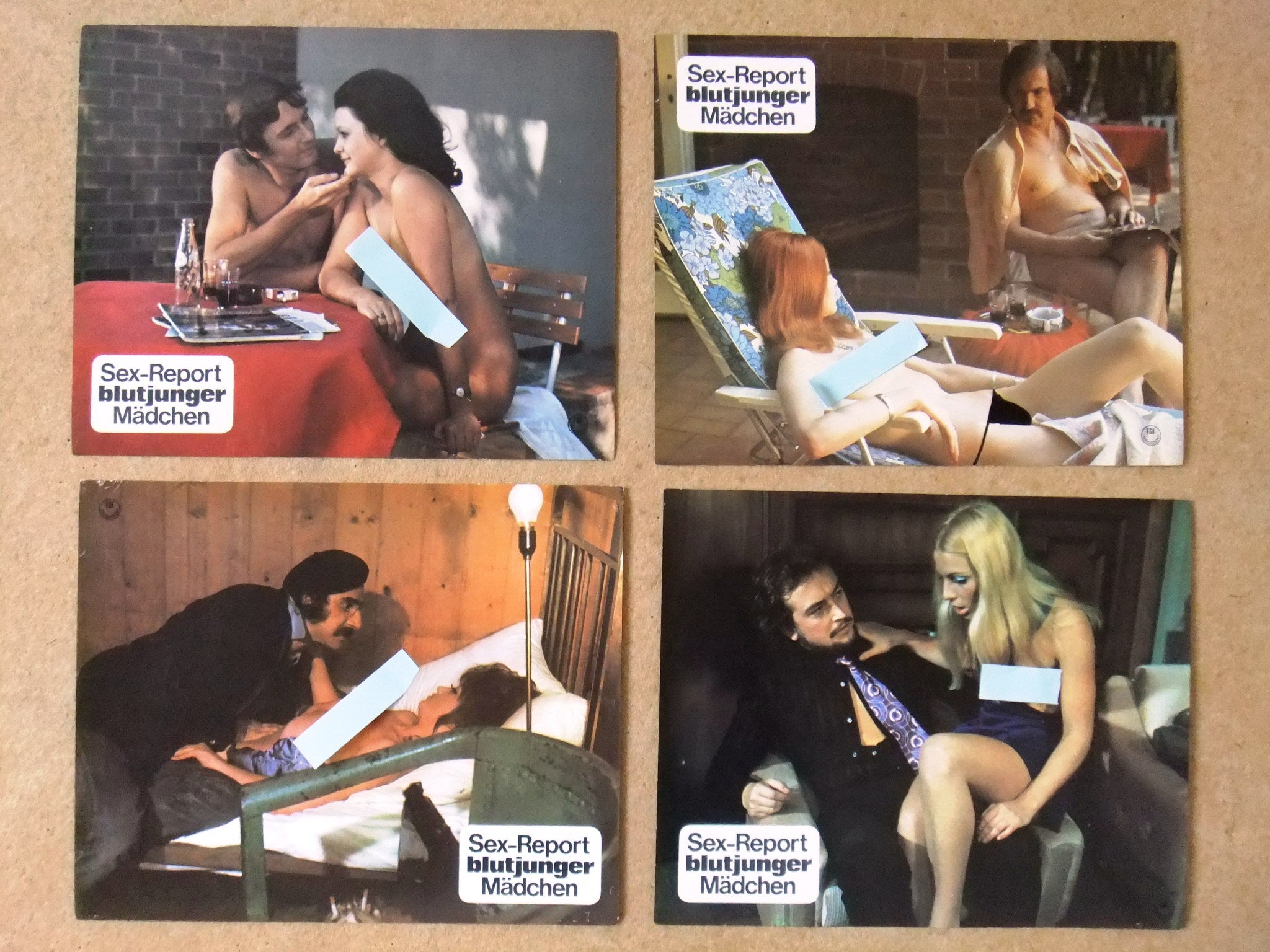Vintage 1970s German Lobby Cards Set of 12 - Sex Report Movie Collectibles (Marina Blümel, Astrid Boner) - Perfect for Film Memorabilia Enthusiasts & Retro Decor