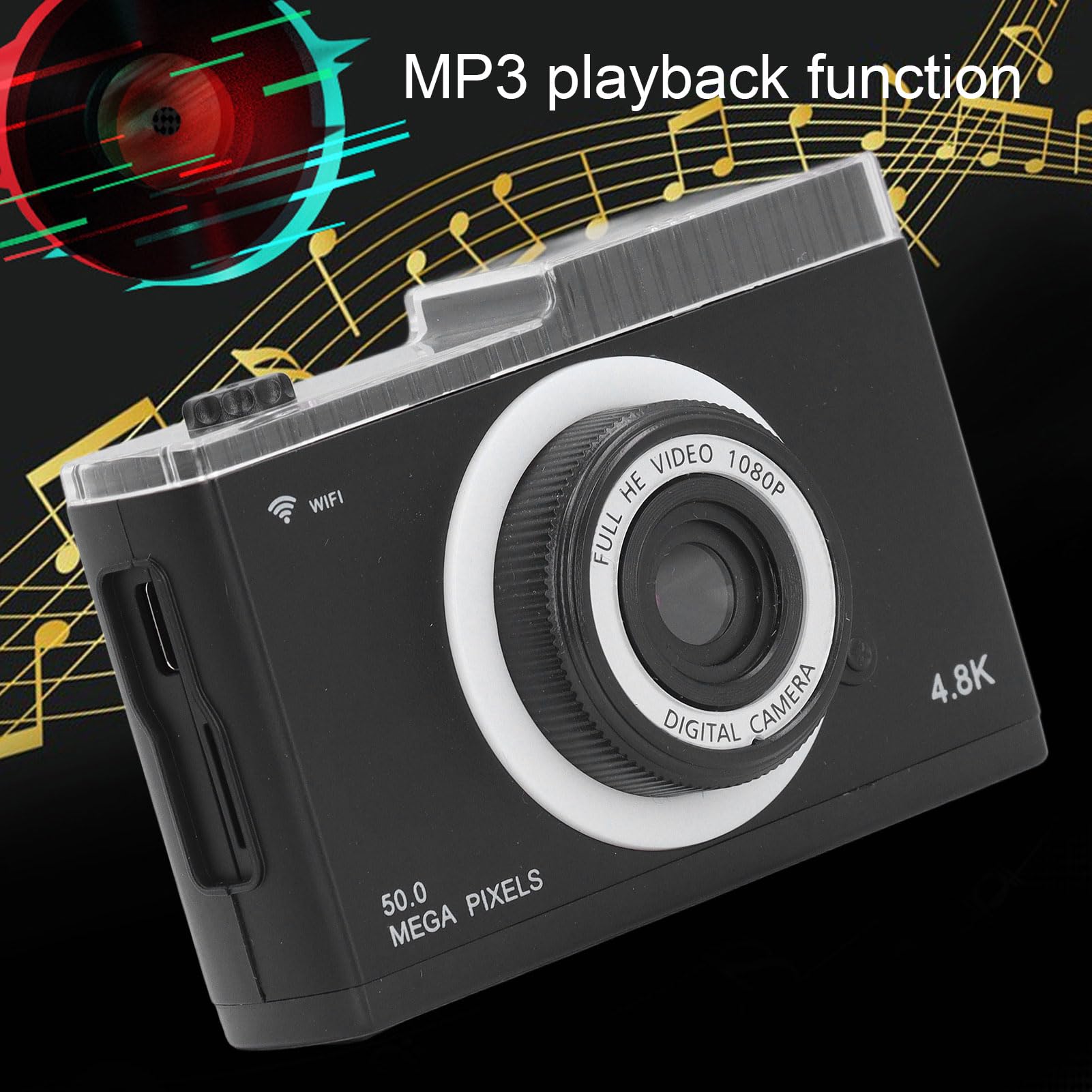 48MP Digital Camera with 8X Zoom & Anti-Shake - Dual Front/Rear Cameras, Beauty Filter, 2.4