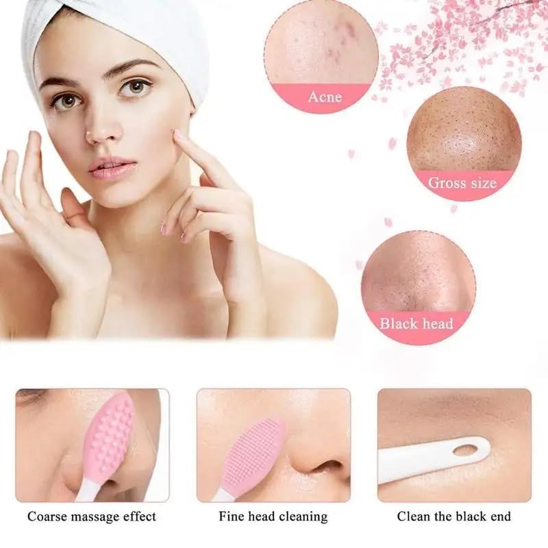 Giffy® Beauty Skincare - Silicone Face & Lip Exfoliator, Blackhead Remover & Nose Cleaner, Blemish Scrub Massager Brush (Medium, 2-Pack) - Perfect for Daily Skincare Routine & Spa Treatment at Home