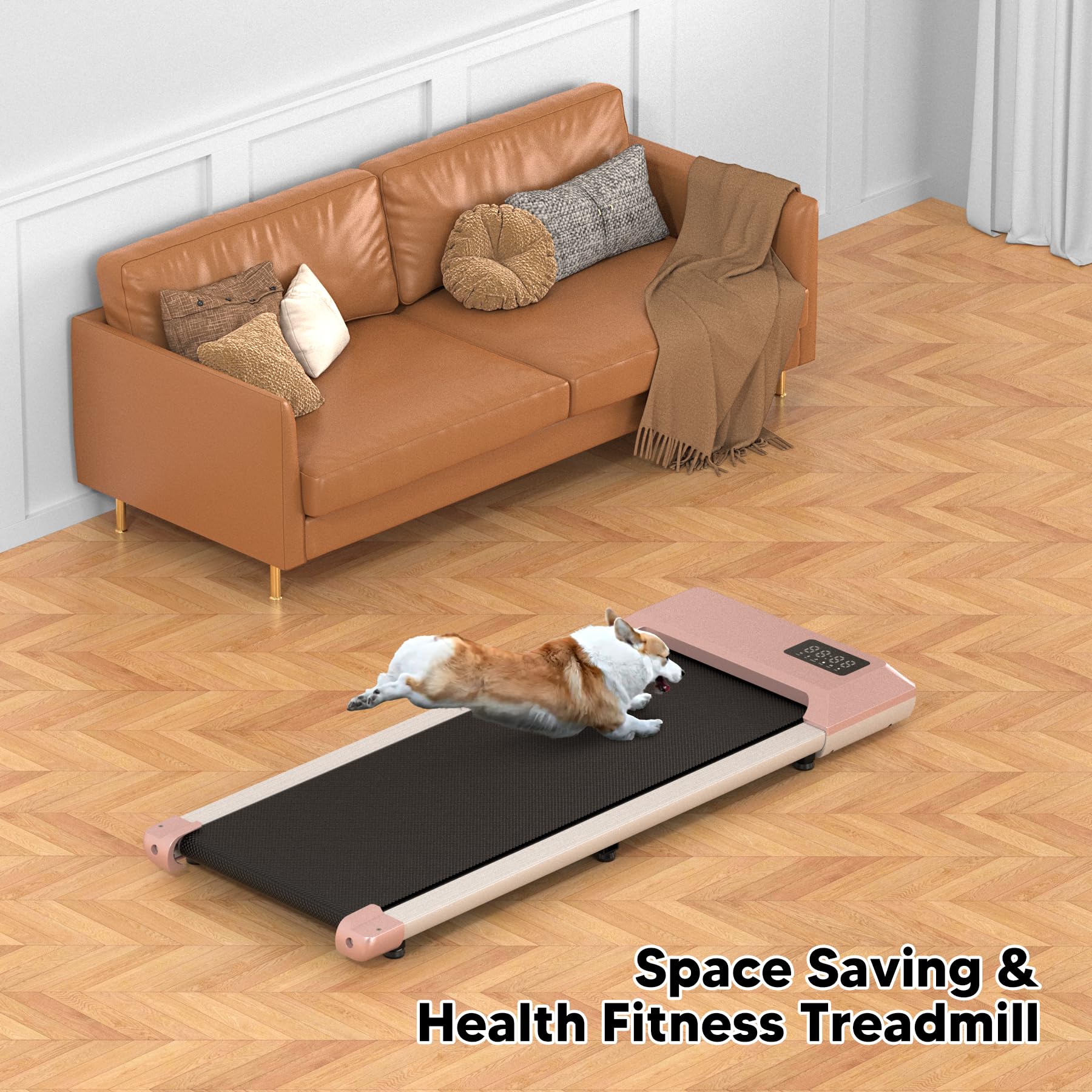 DeerRun 2 in 1 Under Desk Treadmill - 2.5HP Motor, Remote Control & LED Display - Compact Walking Pad for Home Office - Perfect for Workouts While Working or Watching TV