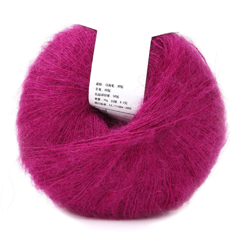 Premium Soft Mohair Angora Wool Yarn for Knitting & Crochet - Dark Red | DIY Handmade Scarves, Sweaters & Baby Blankets | Luxurious Crafting Material for Cozy Winter Projects