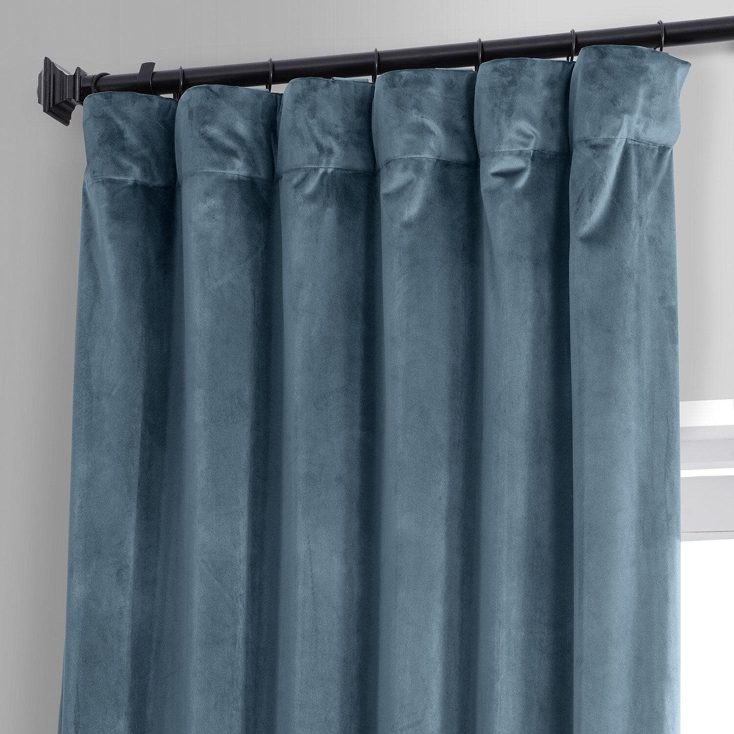 Luxury Oxford Blue Signature Plush Velvet Blackout Curtains for Bedroom & Living Room - Noise Reducing Thermal Insulated Drapes for Hotels, Home Theater and Nursery