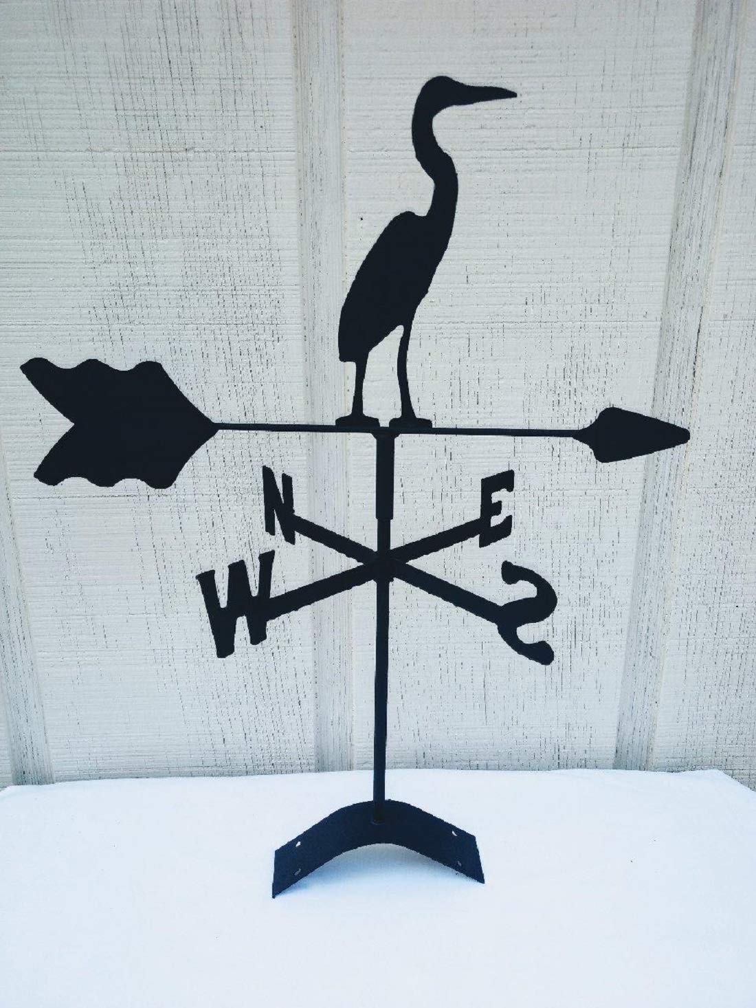 Black Wrought Iron Heron Weathervane for Roof Mount - Elegant Garden & Farmhouse Decoration for Outdoor Patio, Yard, and Barn