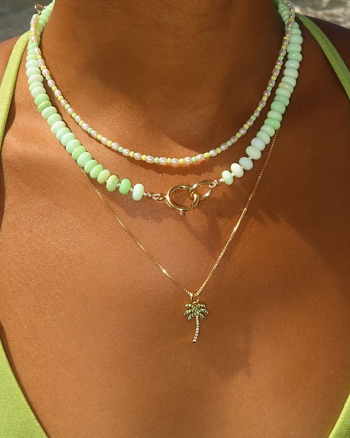Bright Lime Opal Gemstone Necklace for Women - Elegant Handmade Jewelry Gift for Birthday, Anniversary & Special Occasions