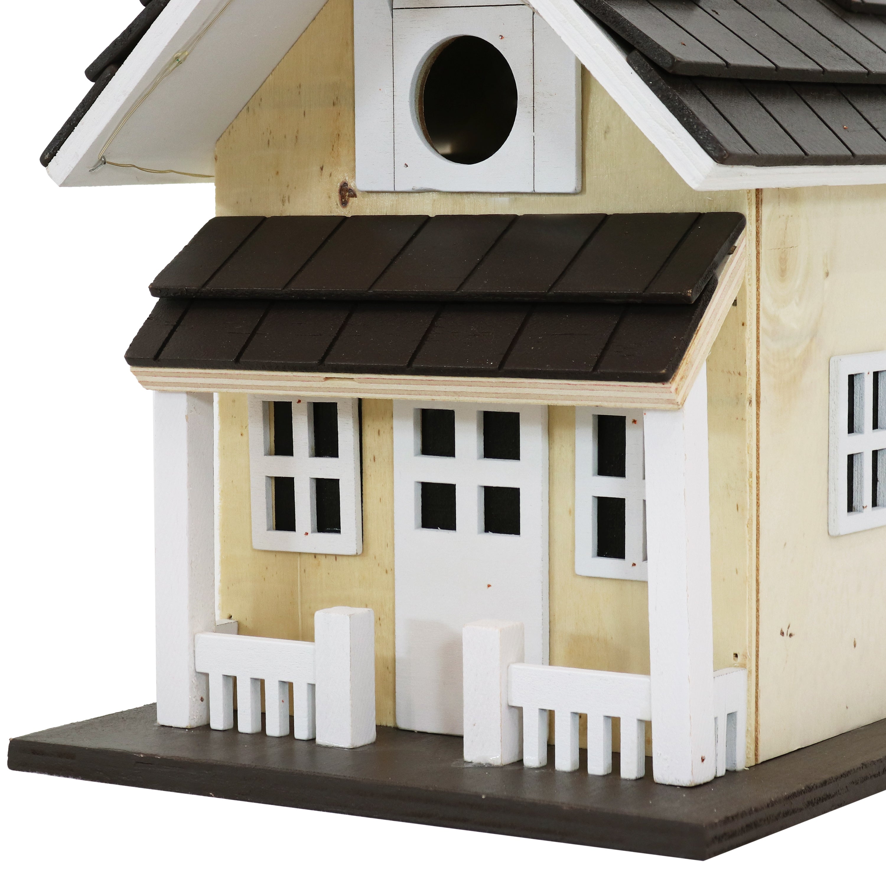 Sunnydaze Solar Powered LED Hanging Bird House - Weatherproof Wooden Outdoor Decor for Garden, Patio, and Backyard - Attracts Birds with Cozy Home Design
