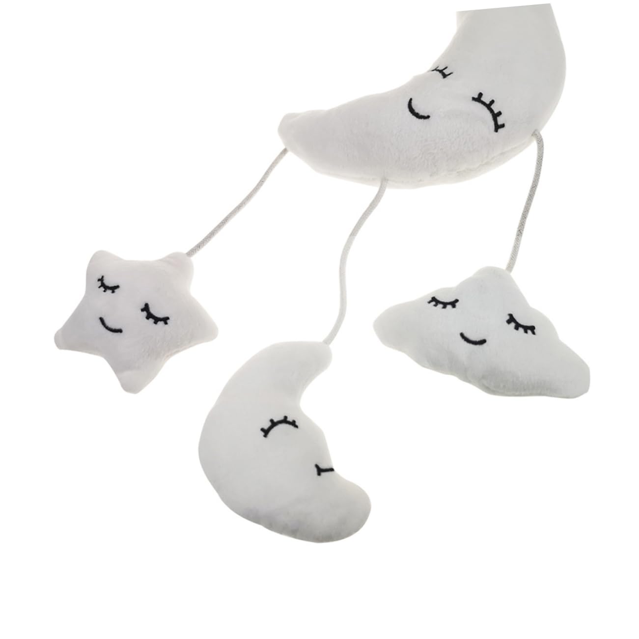 UPKOCH Soft Plush Hanging Rattle Toy with Music - White Baby Crib Mobile for Newborns & Infants | Nursery Decor, Sensory Play & Early Learning Development