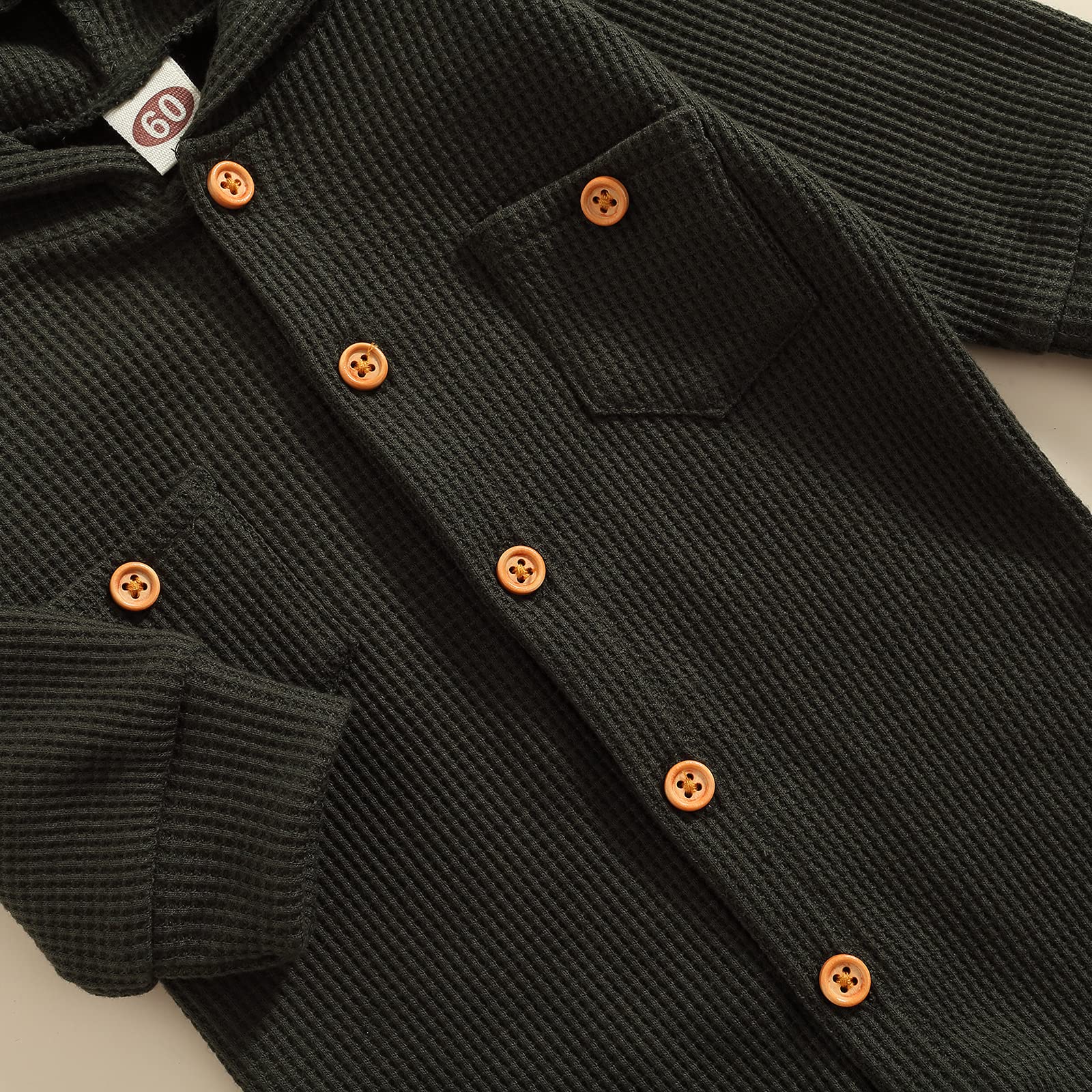 Ynibbim Winter Newborn Baby Romper - Unisex Hooded Jumpsuit with Waffle Cotton & Button Closure - Cozy Outfit for Infants Boys & Girls - Perfect for Family Photos, Holiday Gifts & Winter Outings