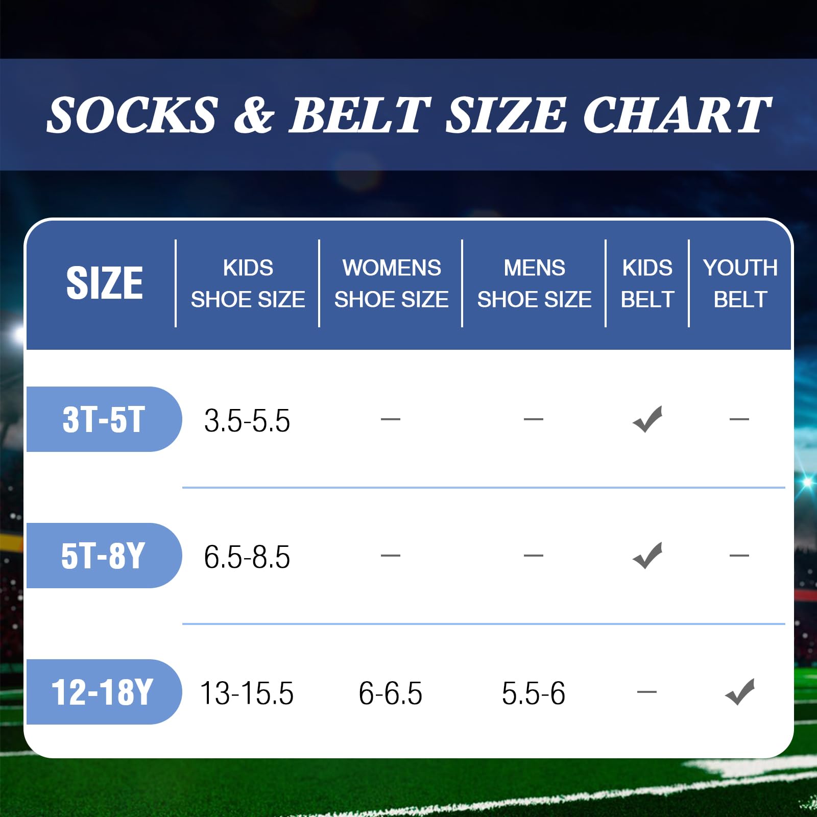 **Ramede Youth Baseball Softball Socks with Adjustable Belt Set for Boys & Girls - Comfortable Athletic Socks & Belt Combo for Kids Sports, Games & Practice**