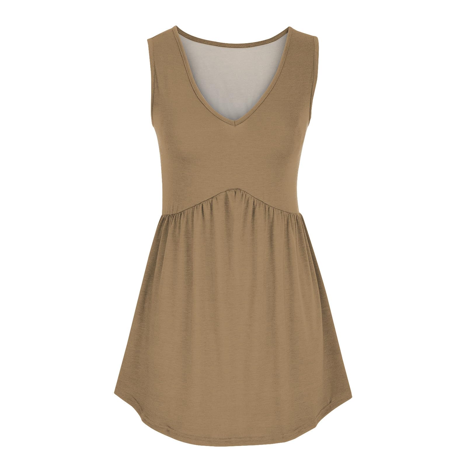 Women's Sleeveless V-Neck Pleated Tunic Tops - Loose Casual Tank Blouses with Floral & Solid Prints - Summer Longline Tee Shirts for Work, Travel & Everyday Wear
