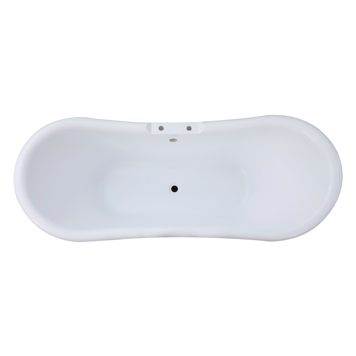 Aqua Eden 69 Inch Acrylic Oval Double Slipper Pedestal Bathtub with 7 Inch Faucet Drillings - Glossy White - Luxury Freestanding Soaking Tub for Spa-Like Bathroom Retreat