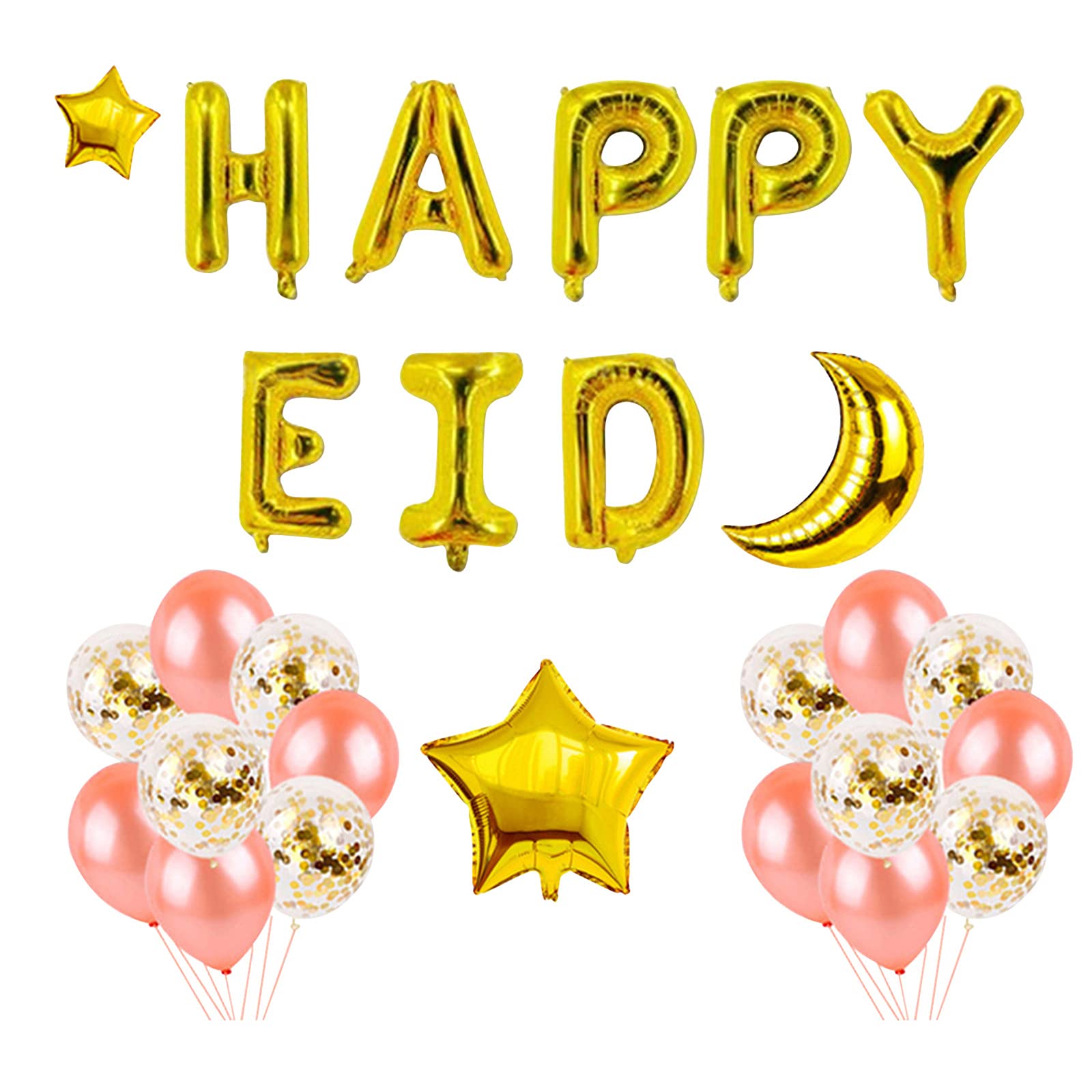 Eid Mubarak & Ramadan Kareem Foil Balloons - Islamic Festival Party Decorations for Eid al-Fitr, Eid al-Adha Celebrations - Perfect for Home, Mosque & Community Events