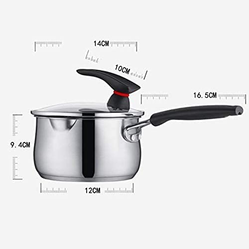 **Stainless Steel Wok Milk Pot with Lid - 14cm Induction Cooker Compatible Frying Pan & Soup Pot for Stir-Frying, Boiling & Simmering | Perfect for Home Cooking & Camping**
