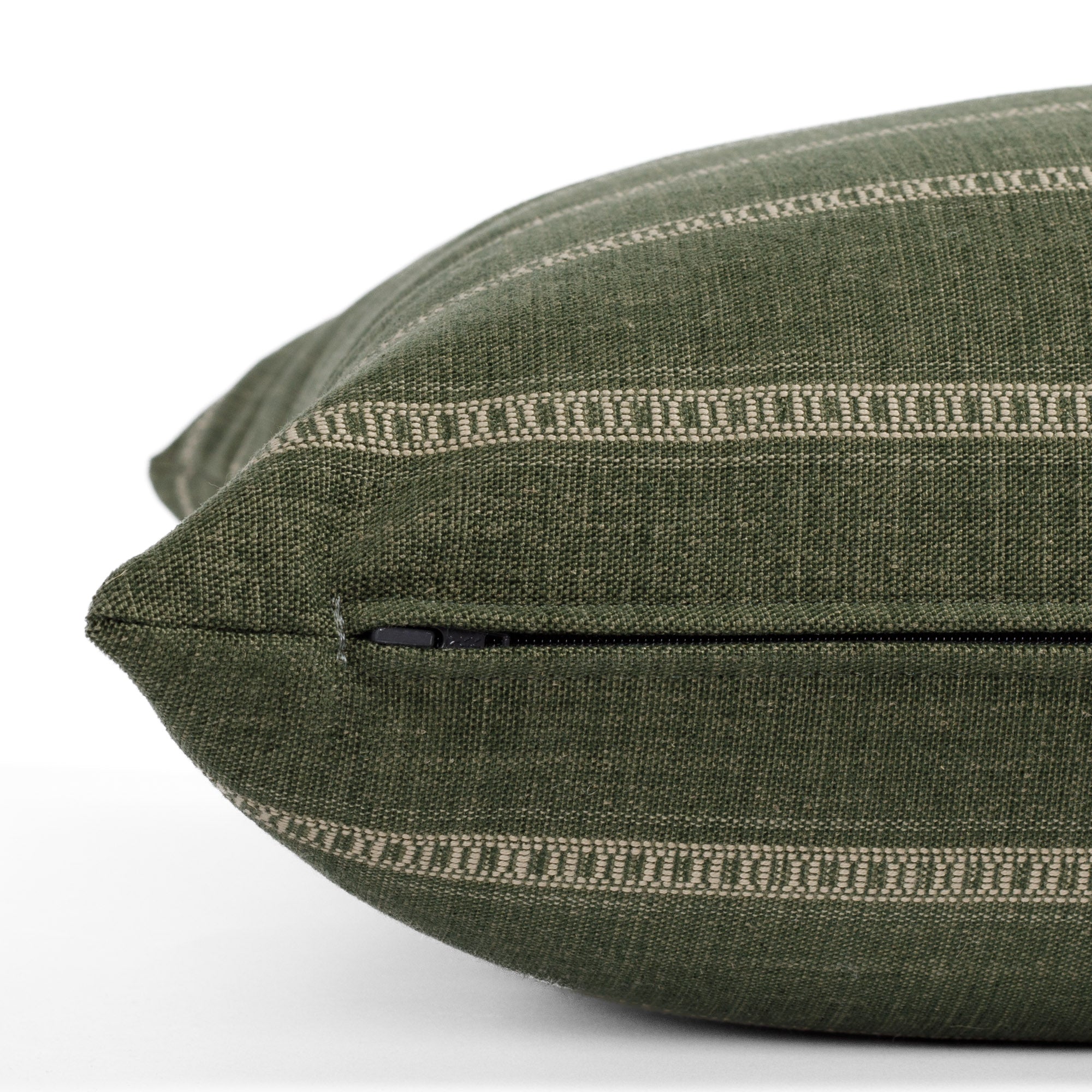 Brunswick Stripe 22x22 Decorative Throw Pillow Cover - Moss Green Square Cushion for Sofa, Bed & Home Decor