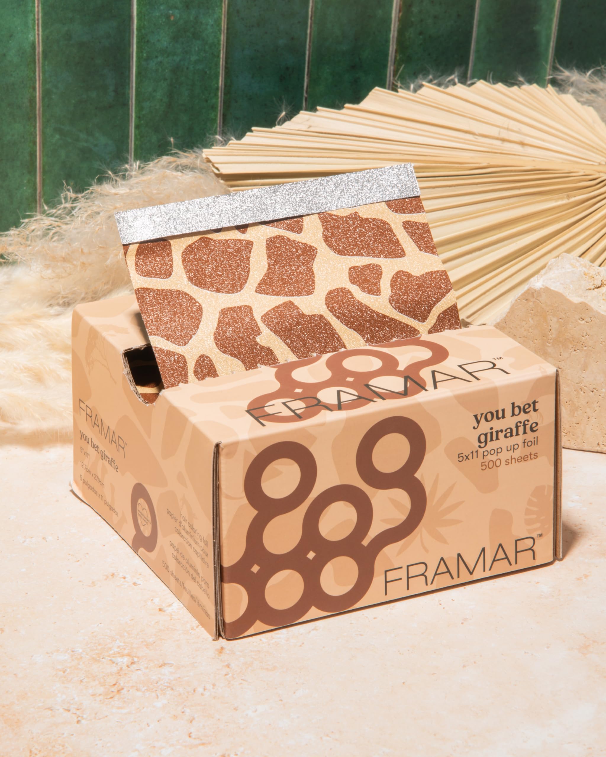 Framar Giraffe Hair Foils for Highlighting - 500 Non-Slip Aluminum Foil Sheets for Salon Stylists | Professional Hair Dye Supplies & Pop-Up Foils | Perfect for Balayage, Ombre & Highlighting Techniques