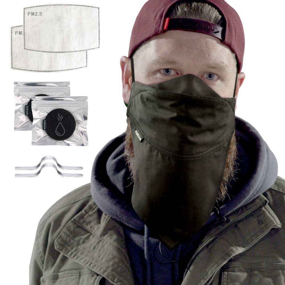 PURIAN Bandit Mask - 3 Layer Bandana Face Mask with Filter Pocket, Beard Mask for Men (S-XL) | Washable & Reusable with Charcoal Filters & Aromatherapy Discs | Perfect for Motorcycle Riding, Outdoor Activities & Daily Protection