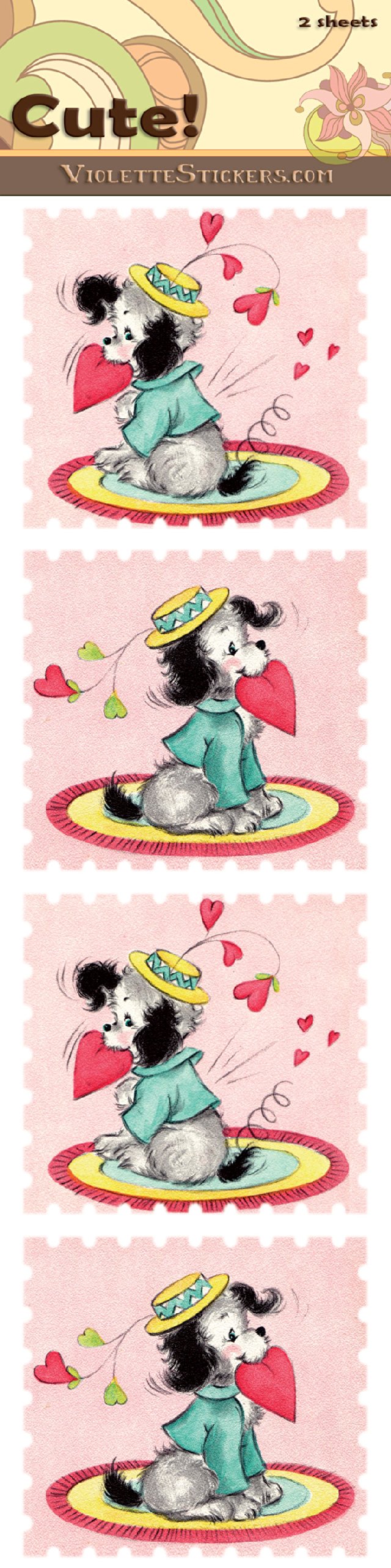 Adorable Dog with Heart Stickers - Perfect for Pet Lovers, Scrapbooking & DIY Crafts