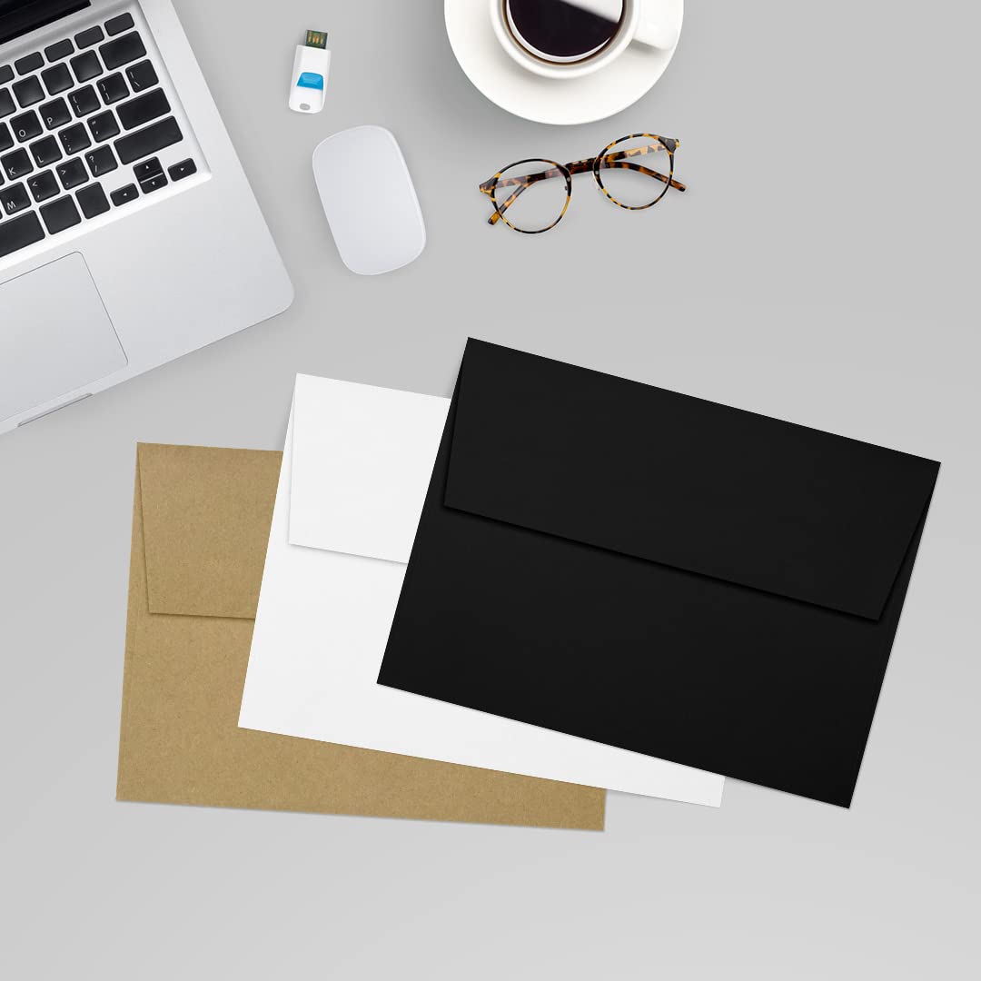 Premium LUXPAPER A7 Invitation Envelopes - 80 lb. Midnight Black Printable Envelopes for 5x7 Cards | Peel & Press Seal | 1000 Pack (5.25