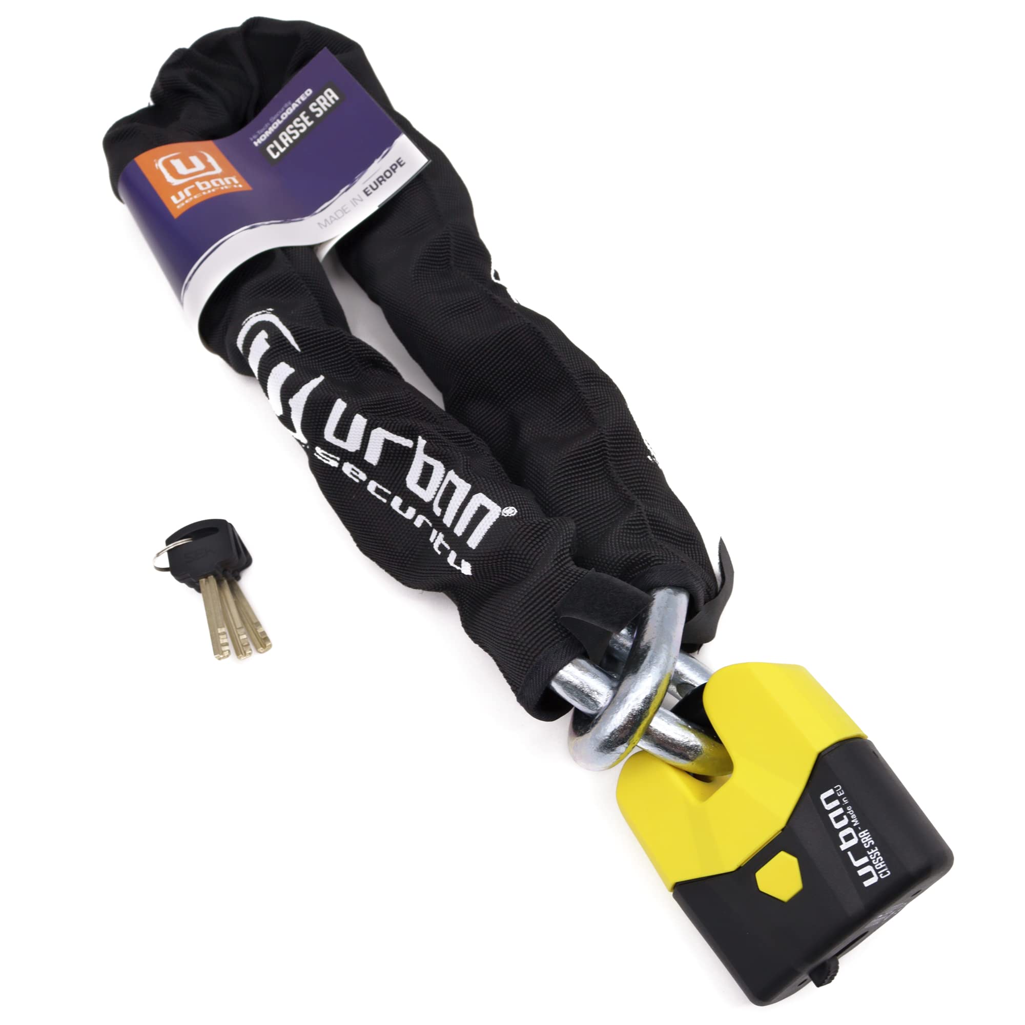 Urban Security U8K100 Heavy Duty Motorcycle Chain Lock – Cut Proof Anti-Theft Bike Lock with SRA Approved Cut Resistant Padlock (100cm) – Ideal for Motorcycles, Scooters, Bikes & Outdoor Security