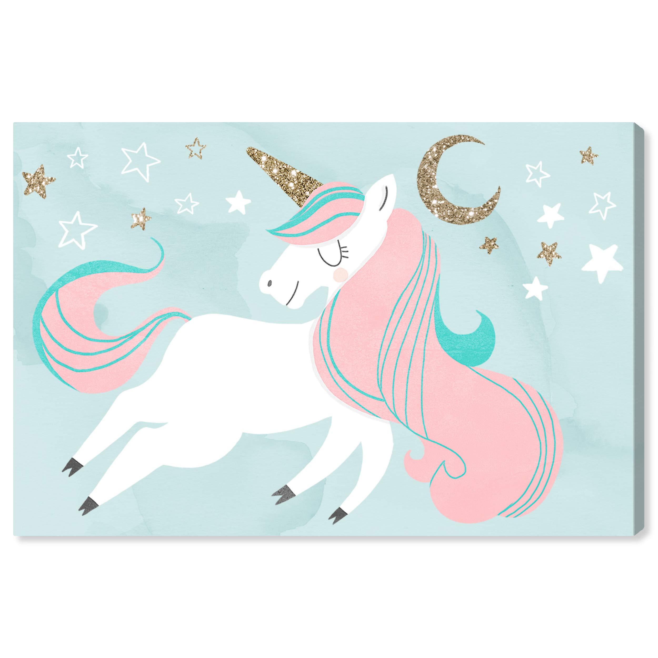 Fantasy Wall Art Canvas Prints - 'Unicorn and The Moon' Painting for Home Decor, Bedroom, Living Room & Office | Premium Quality Unicorn Artwork for Kids & Adults