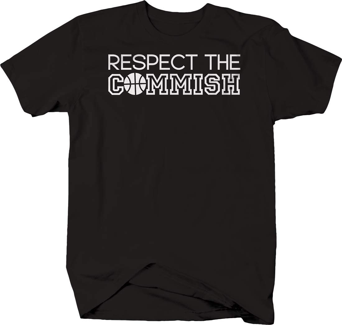 Respect The Commish Funny Basketball Commissioner Fantasy League T-Shirt for Men - Premium Cotton Graphic Tee - Perfect for Fantasy Sports Fans & Basketball Enthusiasts