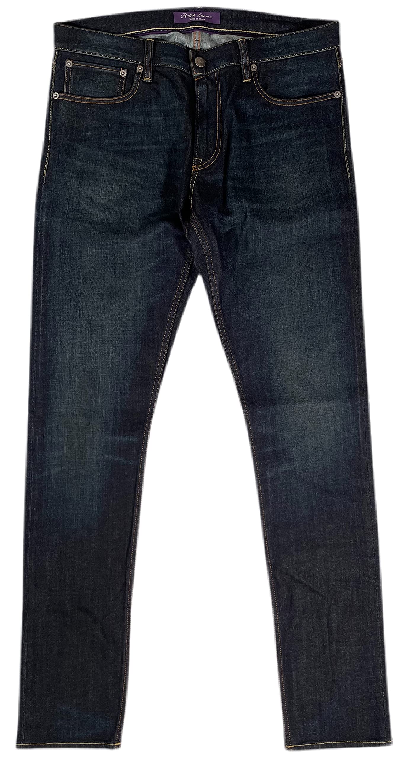 Premium Men's Slim Fit Dark Wash Italian Cotton Stretch Denim Jeans - 36