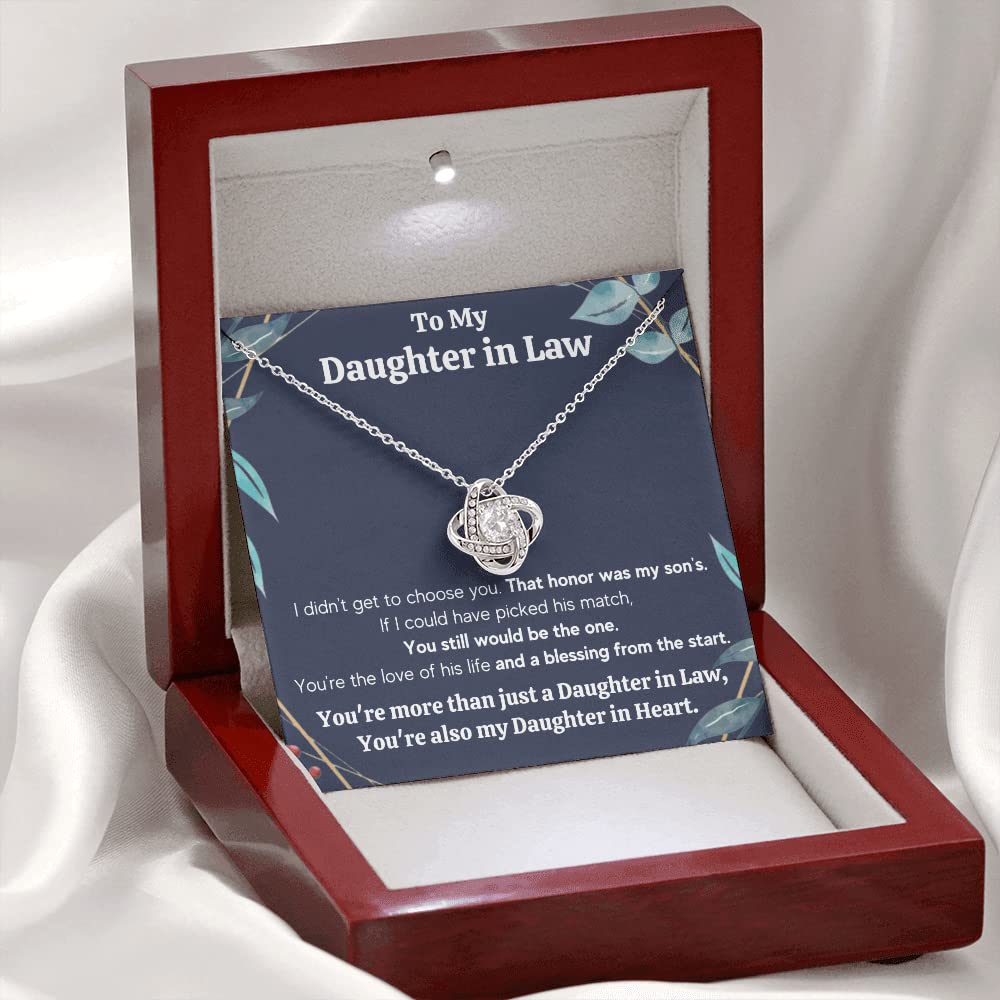 Beautiful Honor Pendant Necklace for Daughter-in-Law - Thoughtful Mother-in-Law Gift with Message Card & LED Gift Box - Perfect Birthday, Wedding, or Christmas Present for Bonus Daughter-in-Law Jewelry