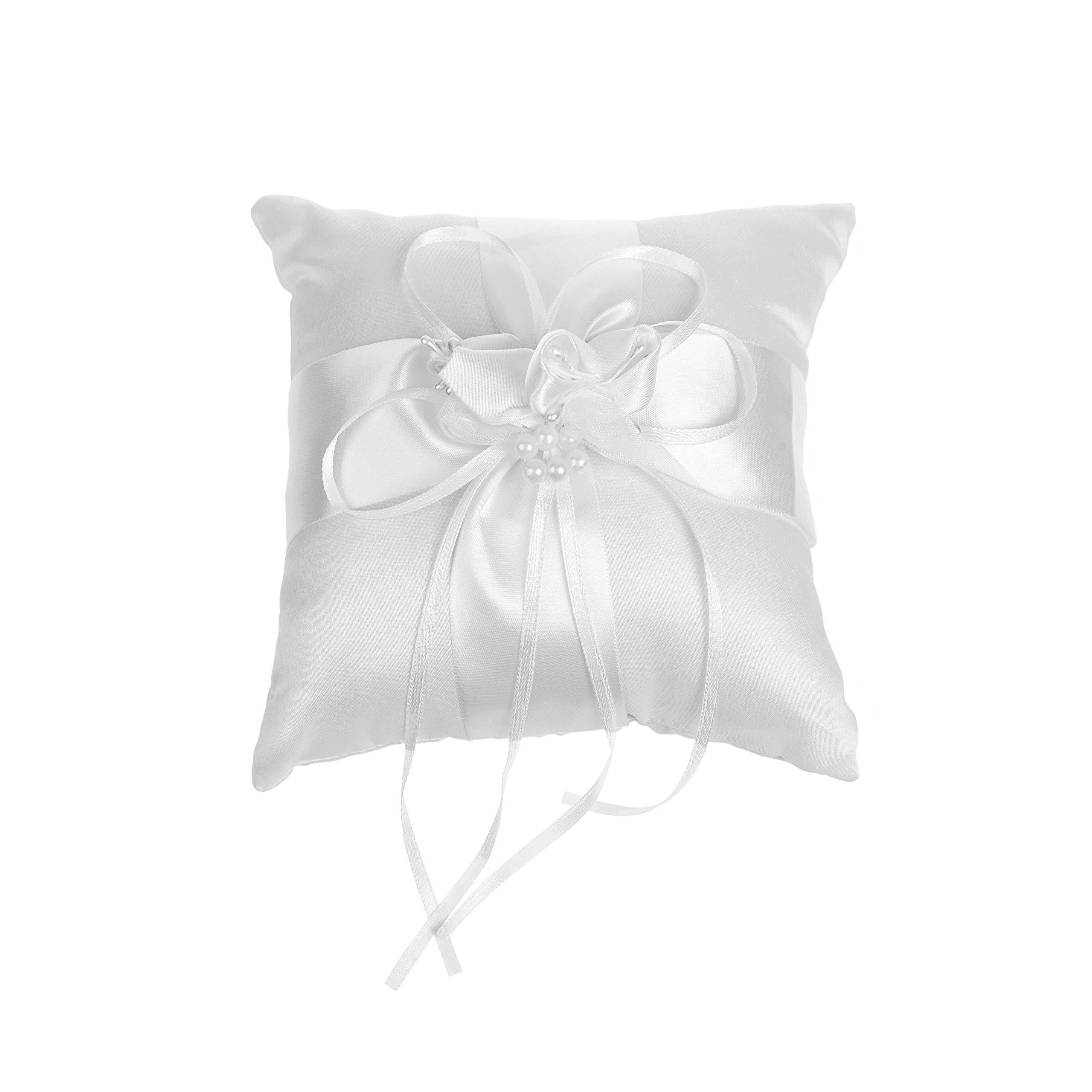 Elegant Cosmos Satin Wedding Ring Pillow with Ribbons - Ring Bearer Cushion for Bridal Ceremonies - Perfect for Church, Beach & Outdoor Weddings