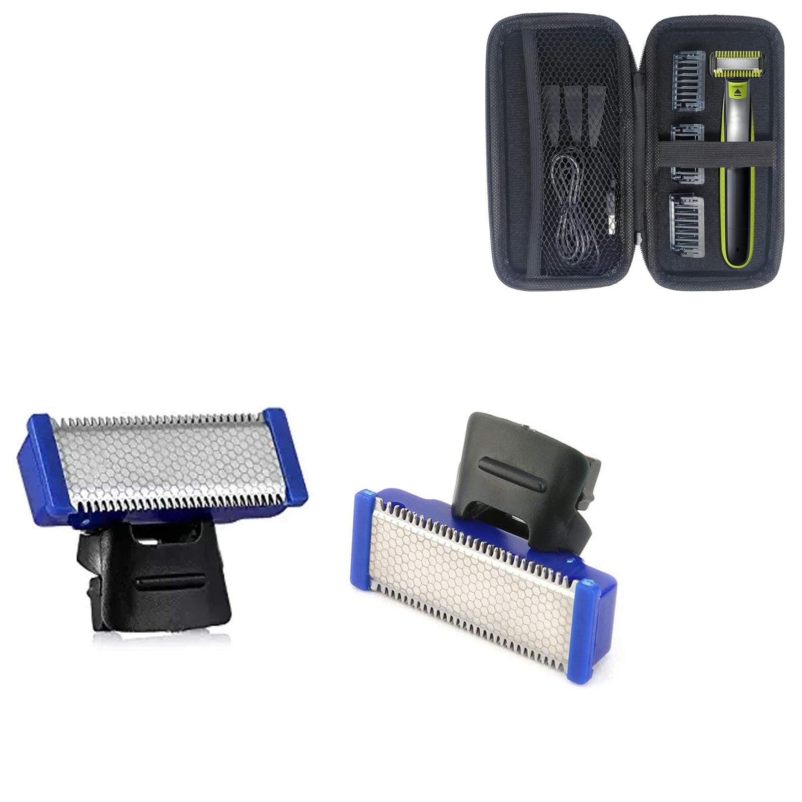 INVODA 2PCS Replacement Razor Blades for Micro Touch Solo Trimmer - Includes 1 Shaver & EVA Travel Case - Perfect for Travel, Grooming, and Personal Care