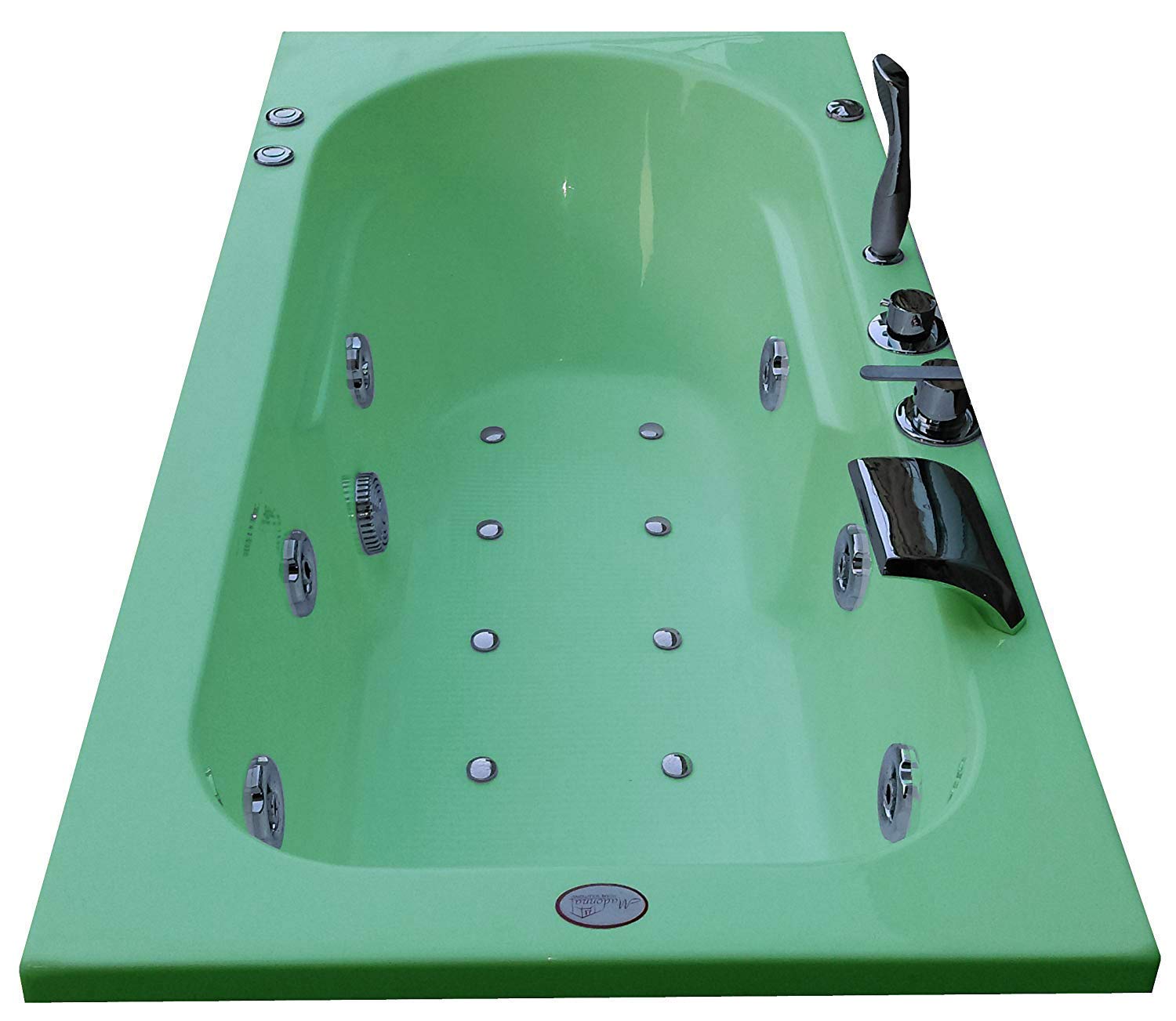 Madonna Melody Acrylic Whirlpool Bathtub with Bubble Massage & Water Filler System - Green Luxury Spa Tub for Relaxation & Home Bathroom Upgrade