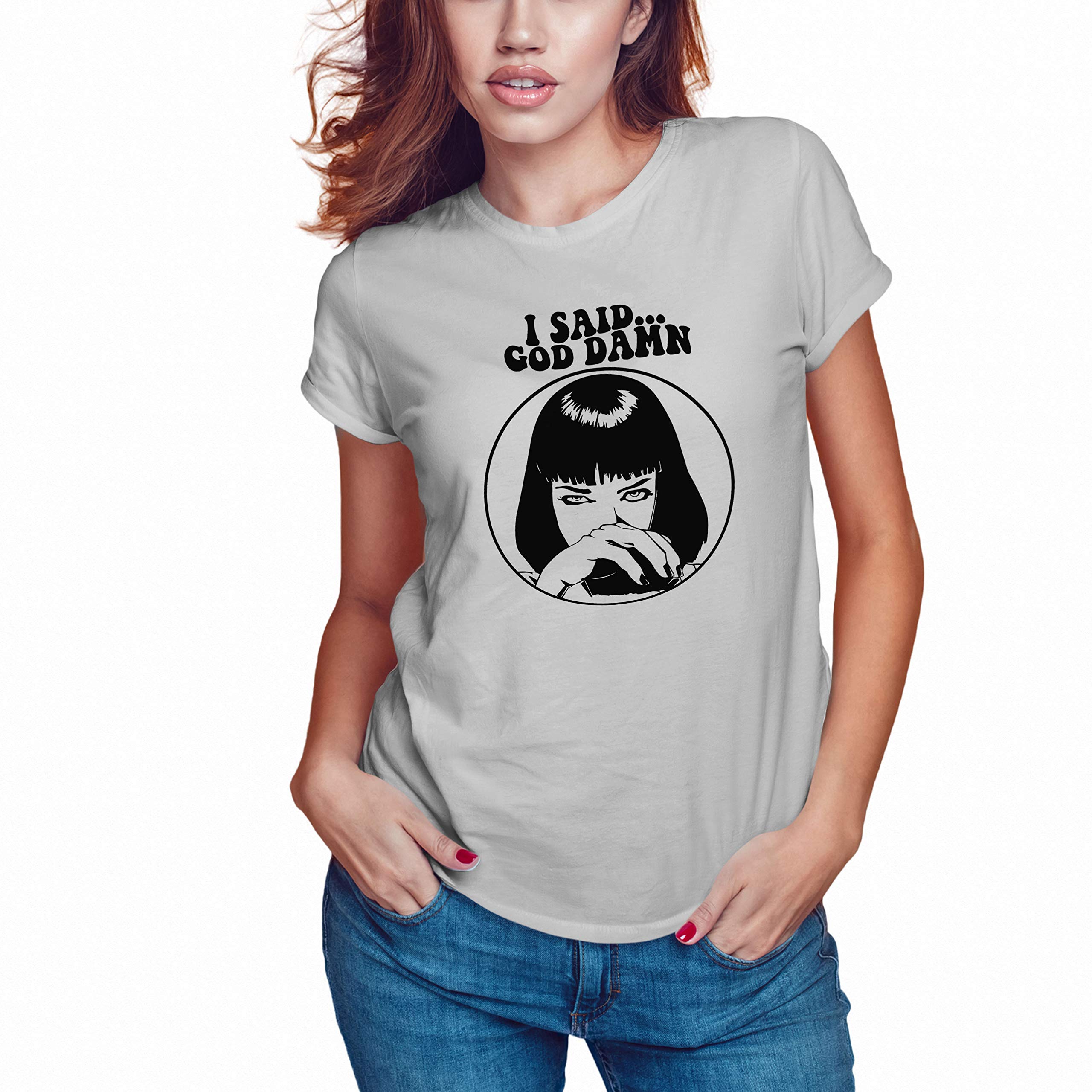 Pulp Fiction Mia Wallace 'I Said Goddamn' Women's Vintage Movie Quote T-Shirts - Casual Wear & Pop Culture Fan Gift