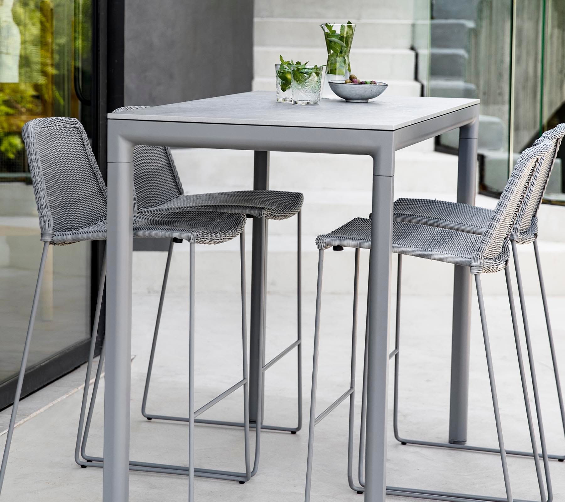 Breeze Outdoor Bar Stackable Chair - Lightweight Patio Dining Chairs for Poolside, Garden, Deck & Backyard - Set of 2 Weather-Resistant Stacking Chairs