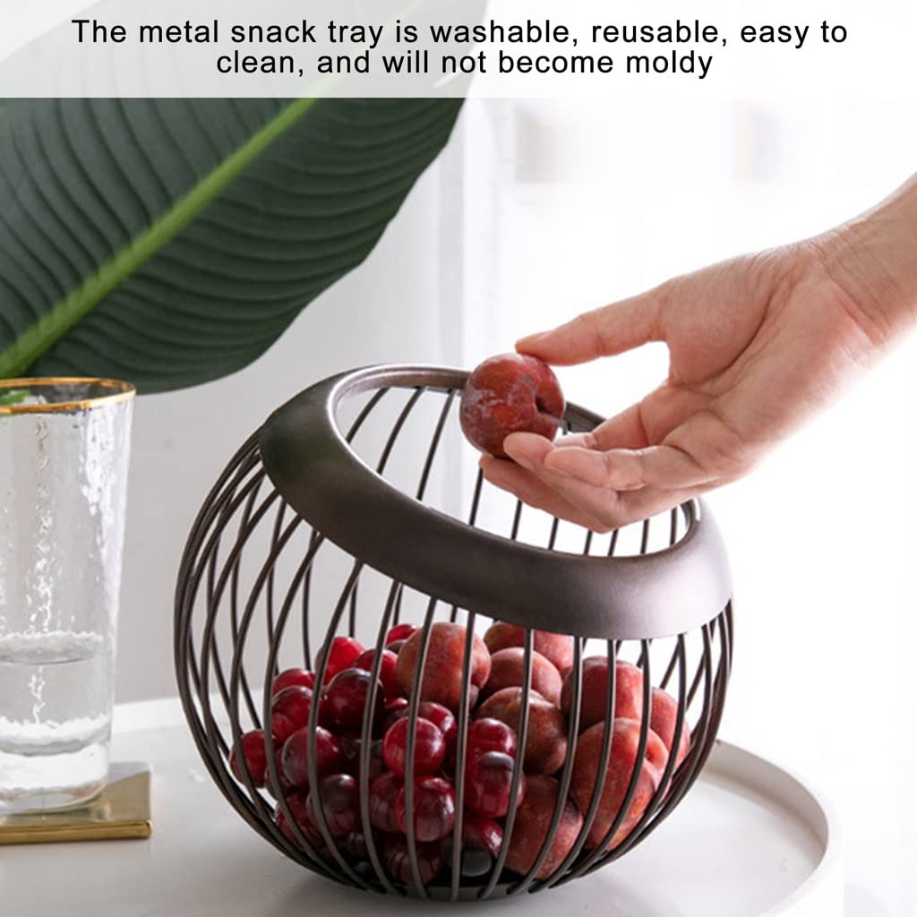 Stainless Steel Wire Fruit Basket - Large Black Metal Fruit Bowl with Drain Holes for Kitchen Counter, Dining Table, or Office Snack Storage - Organizes Fruits, Vegetables, Coffee Pods & More