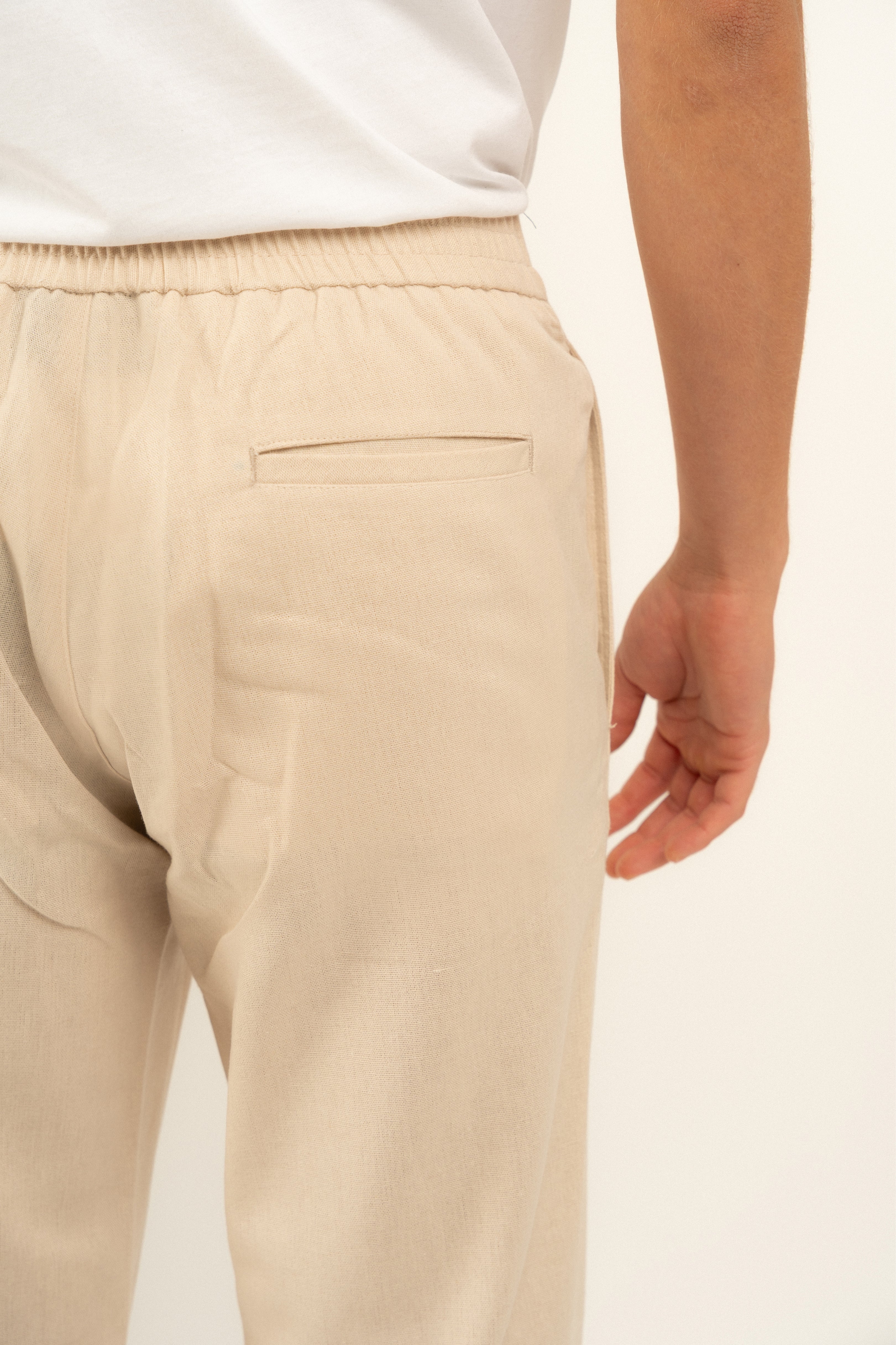 Stylish Milos Beige Linen Trousers for Women - Comfortable Summer Pants with Elastic Waist | Perfect for Beach, Vacation & Casual Outfits