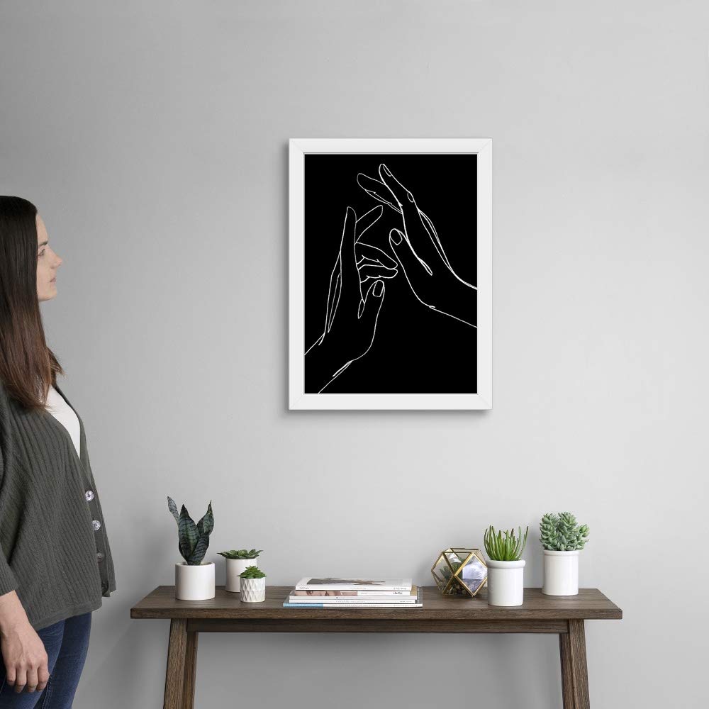 Helping Hands II White Framed Art Print - Figurative Wall Art Decor for Living Room, Bedroom & Office - Modern Home & Office Decoration
