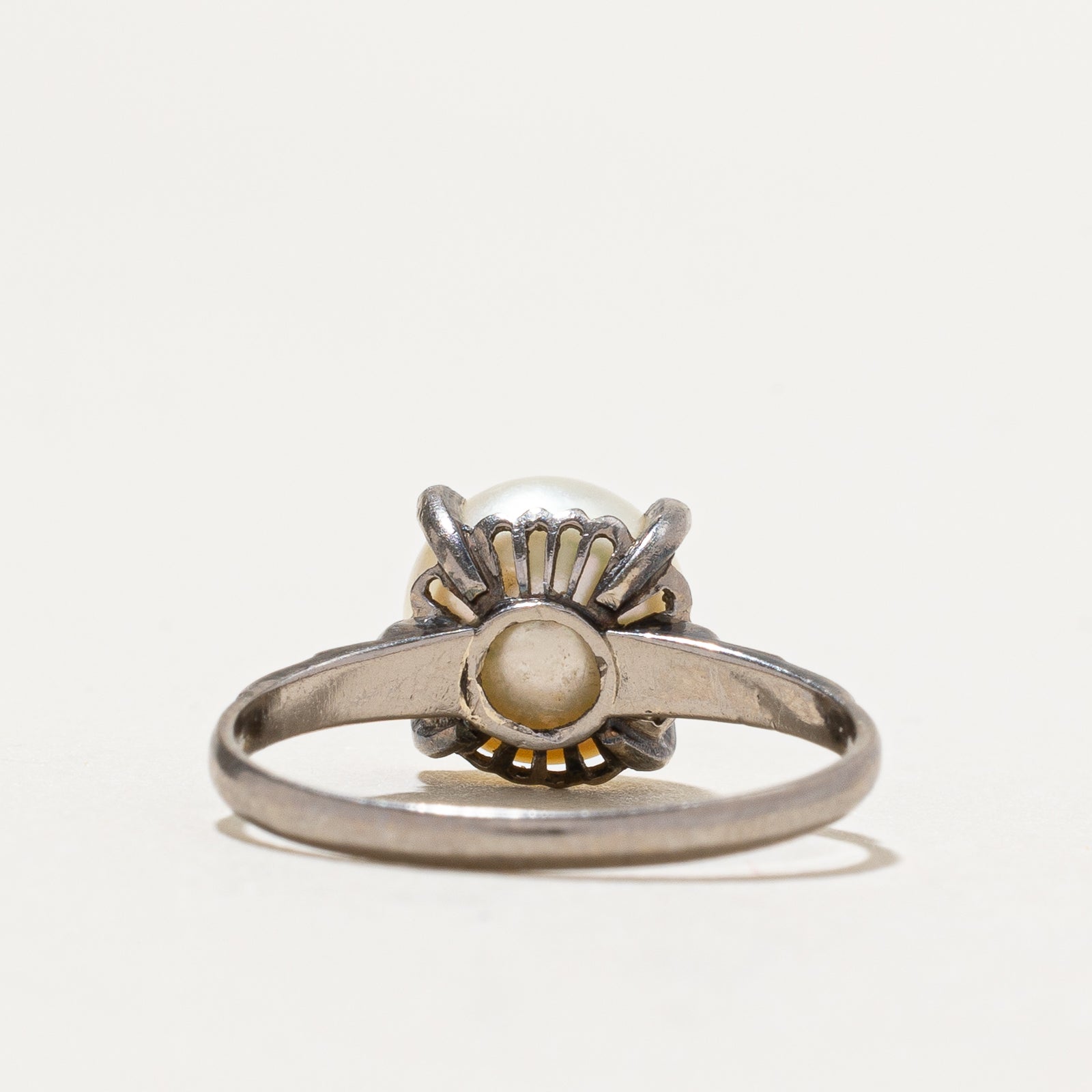 Solitaire Pearl Ring for Women - 6.75 Size, Elegant White Pearl Engagement Wedding Band (Perfect for Proposals, Anniversaries & Special Occasions)