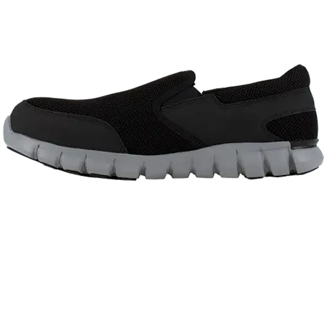**Sublite Cushion Alloy Toe Slip-On Athletic Work Shoes for Men - Lightweight Safety Toe Sneakers for Construction, Warehouse & Industrial Work - Black/Grey**