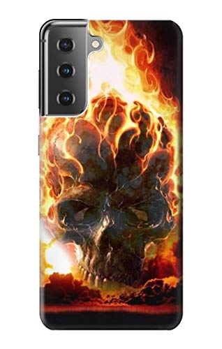 Hell Fire Skull Protective Case for Samsung Galaxy S21 Plus 5G/S21+ 5G - Shockproof & Durable Phone Cover for Men & Women - Perfect for Outdoor, Gaming & Daily Use