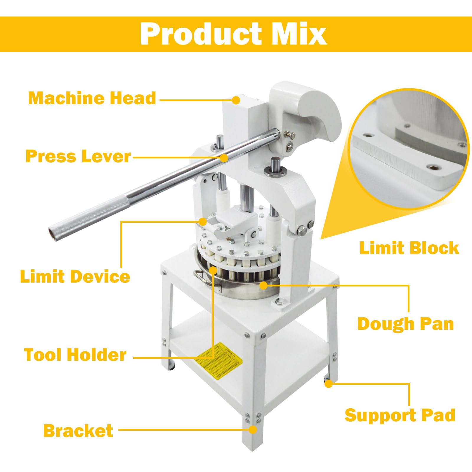 TECHTONGDA Commercial Dough Divider Rounder Machine - Manual 36-Piece Dough Cutter with Hand Press for Bread & Bakery | Perfect for Pizza, Pastry & Bun Making in Restaurants & Bakeries