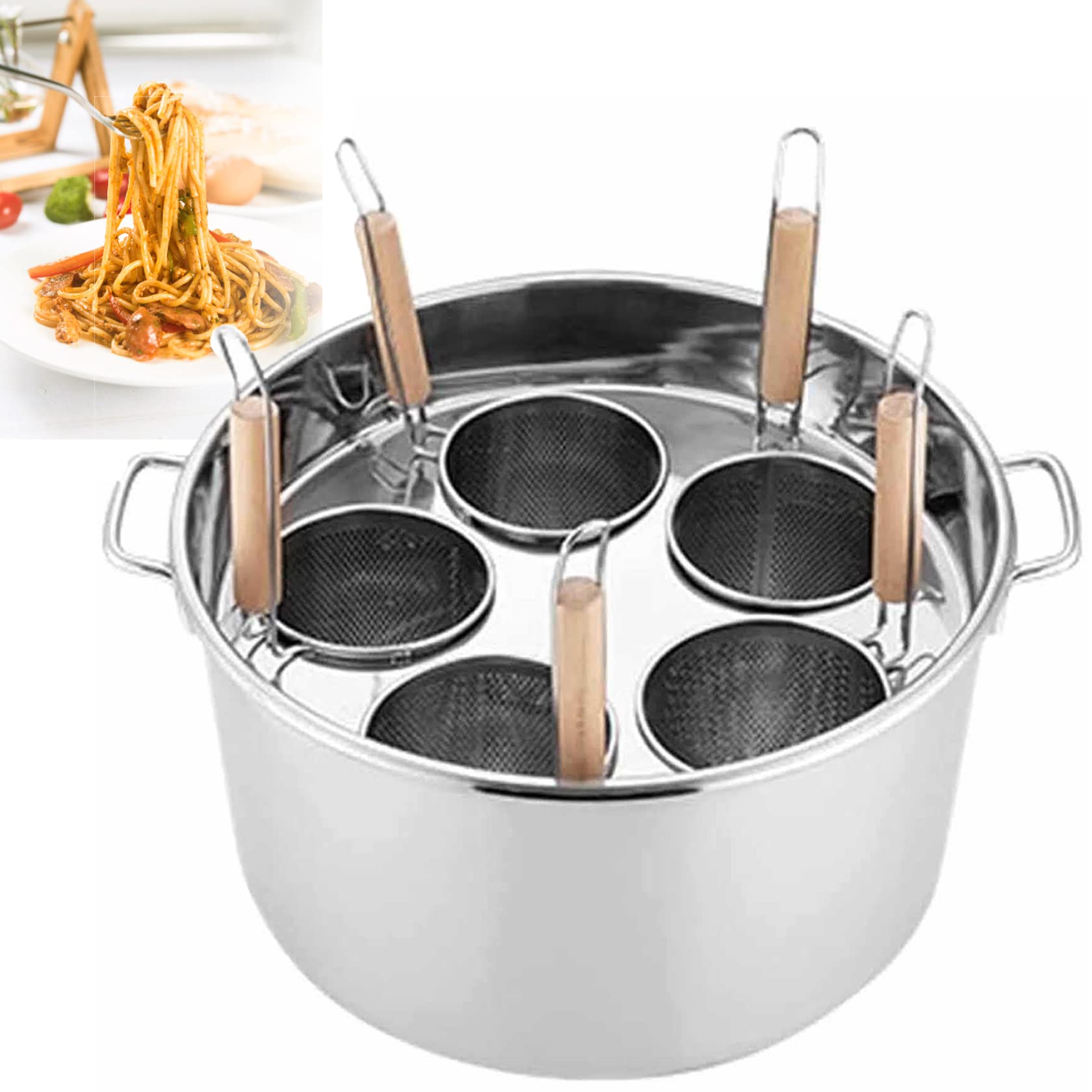 Stainless Steel Pasta Pot with Strainer - 3, 4, or 5 Hole Options - Perfect for Cooking Spaghetti, Soup & More - Ideal for Home Kitchen & Restaurant Use