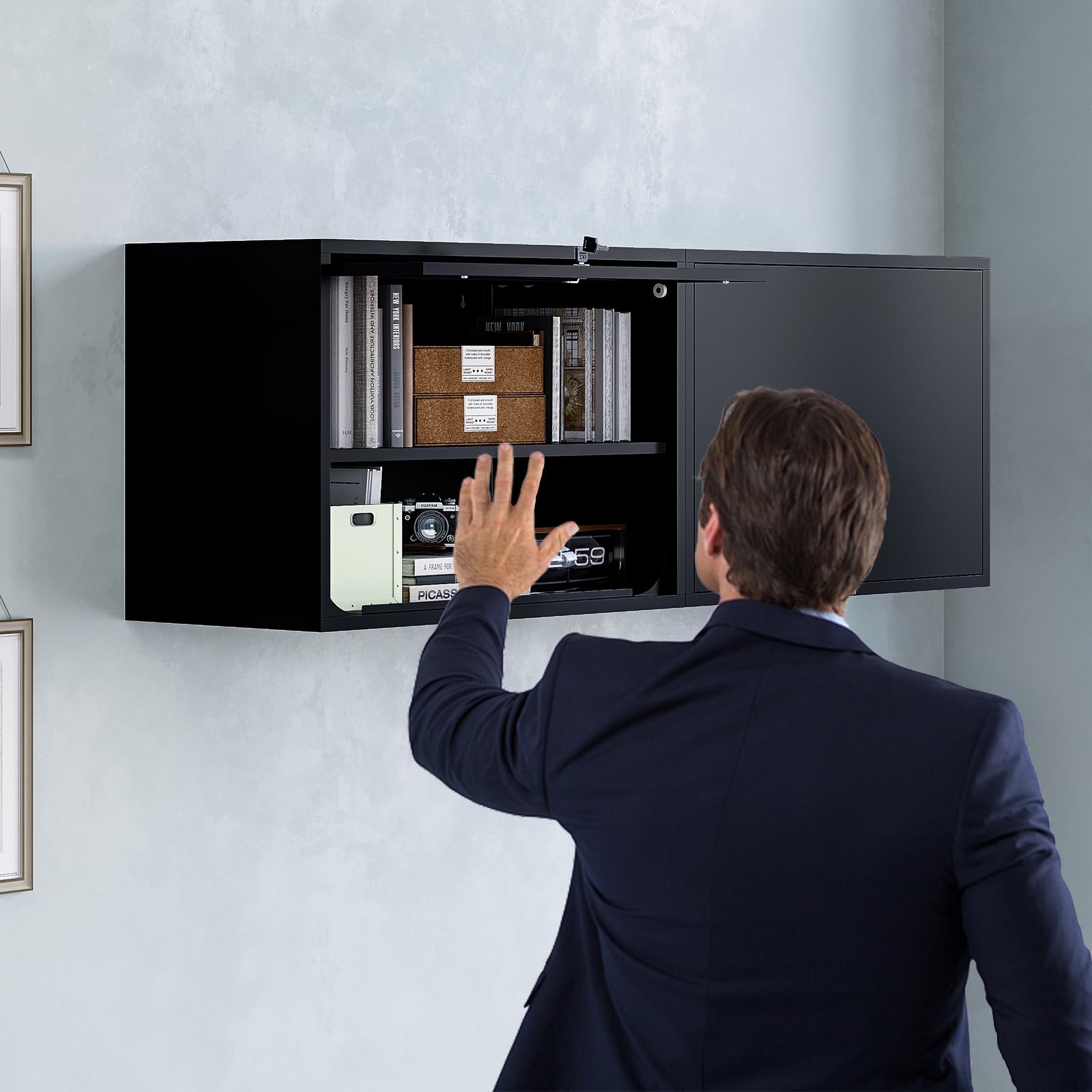 MIIIKO Wall Mounted Metal Cabinet with Locking Door and Adjustable Shelf - Garage Tool Storage, Home Office Organizer, Kitchen & Pantry Cabinet - Perfect for Organizing Tools, Supplies & Kitchen Essentials