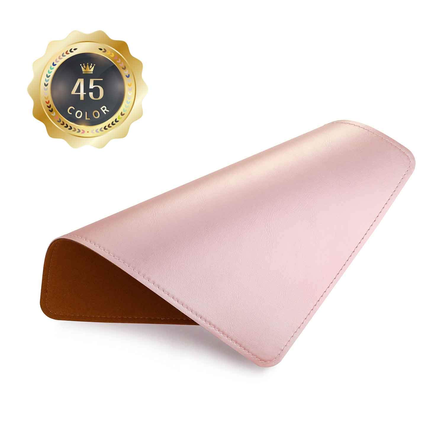 Premium PU Leather Mouse Pad with Stitched Edge - Non-Slip Microfiber Base, Waterproof Desk Mat for Computer & Laptop (8x11 Inch, Rose Pink) - Perfect for Office, Gaming & Home Workspace