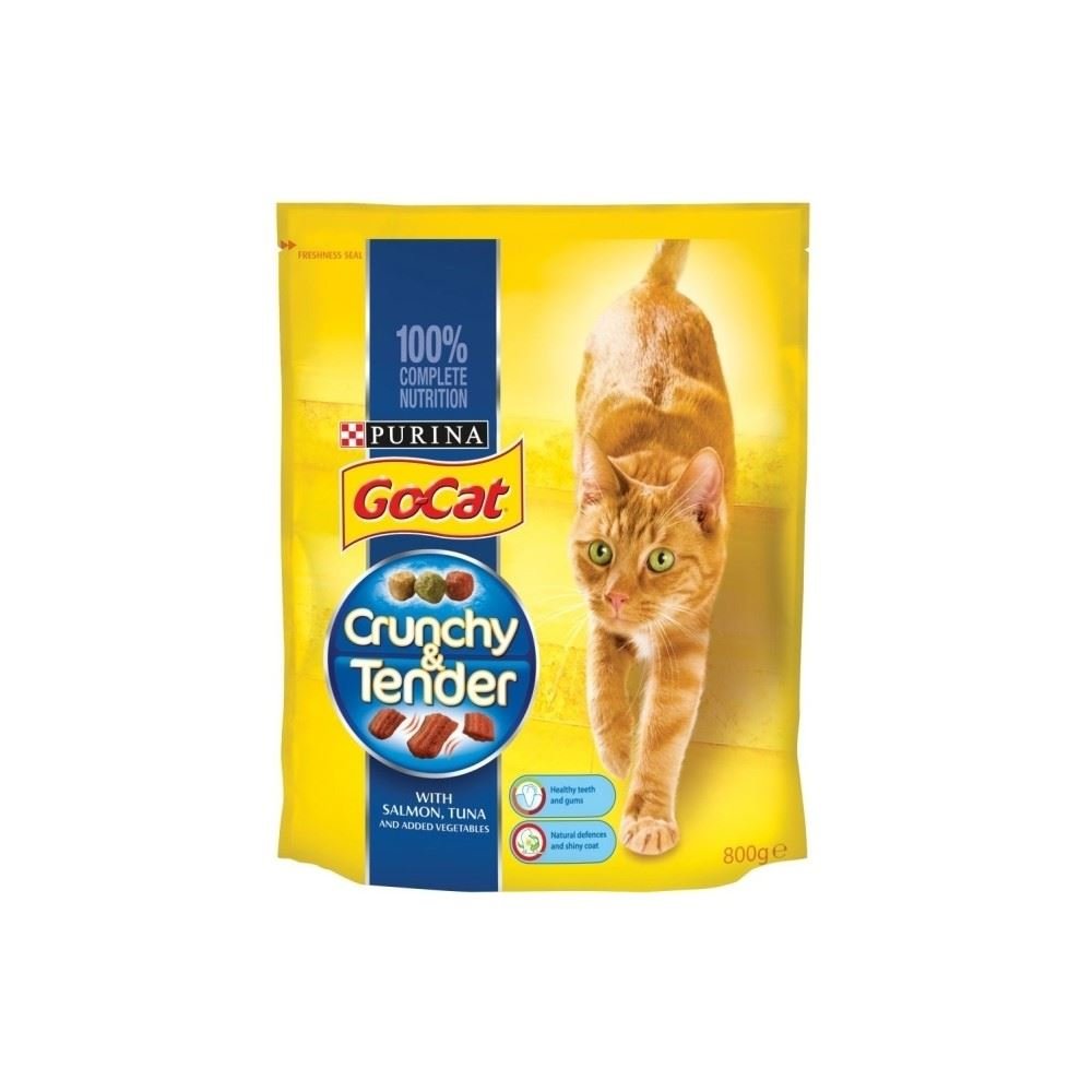 Premium Crunchy & Tender Cat Food with Salmon, Tuna & Vegetables - 800g Pack of 2 | High Protein Natural Ingredients for Adult Cats | Perfect for Daily Meals & Special Treats