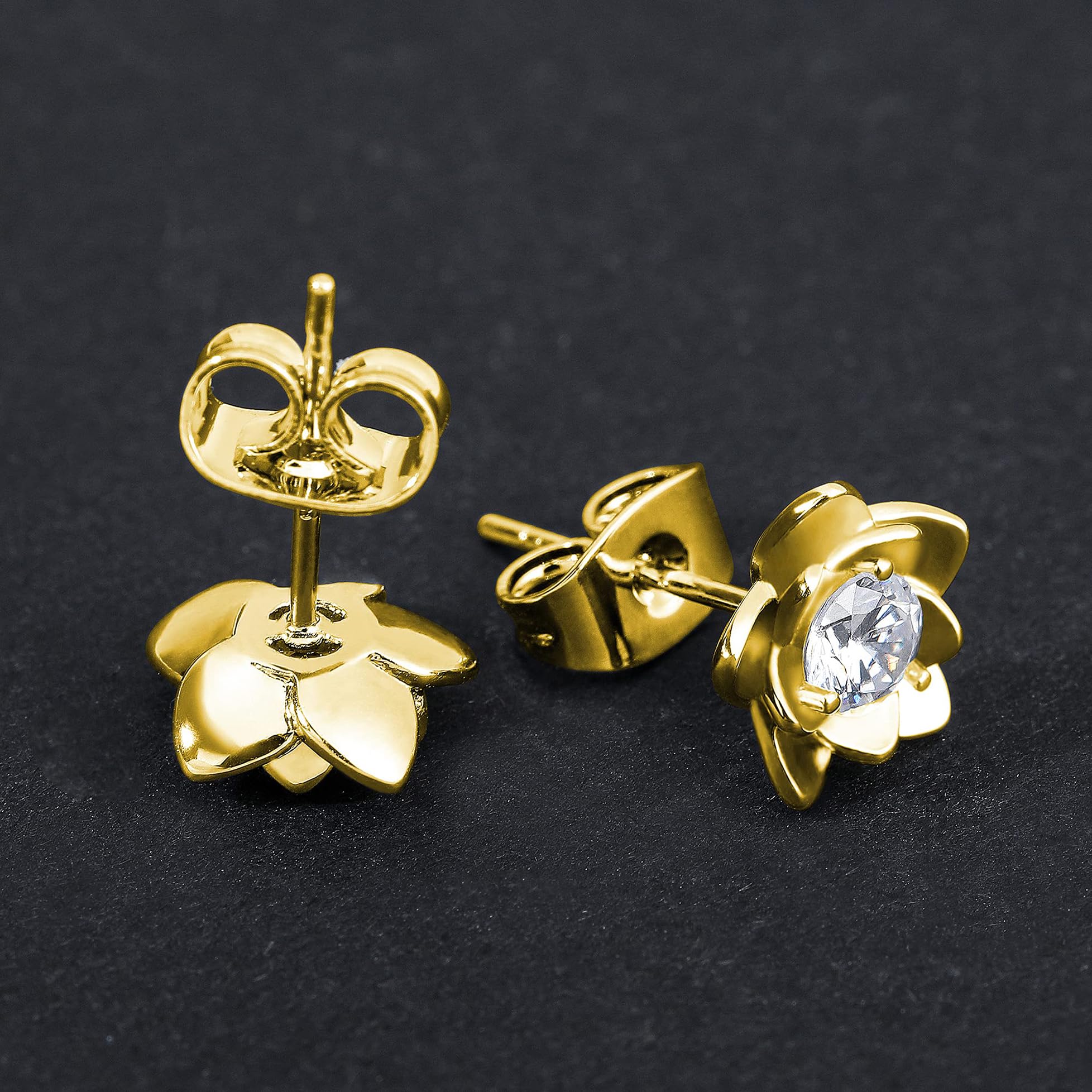 SOVESI Sterling Silver Stud Earrings for Women - Cubic Zirconia Flower Design, Hypoallergenic & White Gold Plated | Perfect for Everyday Wear, Gift Giving & Special Occasions